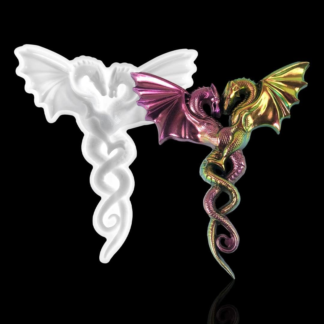 Zayookey Couple Dragon Silicone Molds, Large Animal Resin Mold, 3D Double Dragon Epoxy Resin Silicone Mold DIY Craft Resin Casting Mould for Wall Hanging Home Office Art D&eacute;cor