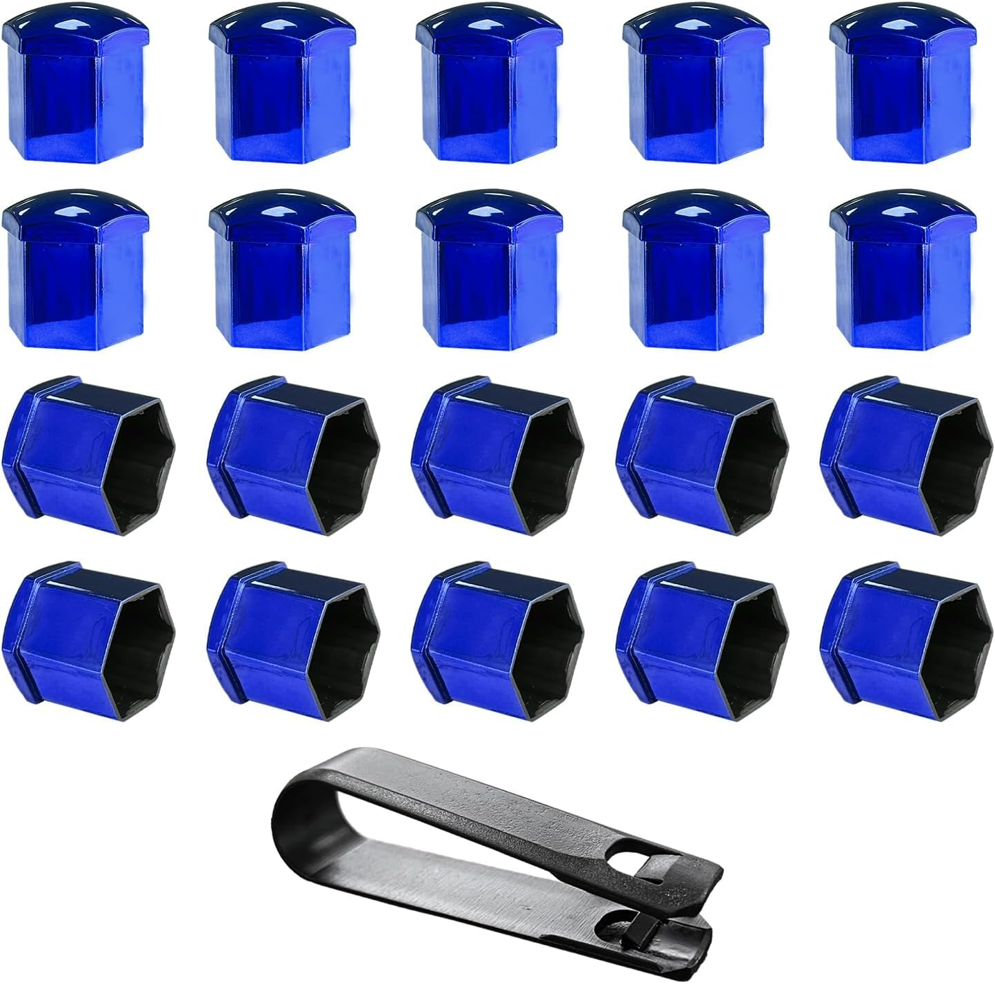 20 PCS Wheel Nut Covers Bolt Caps, 19Mm Wheel Lug Bolt Covers Caps with Removal Tool, Auto Hub Screw Bolt Head Tire Protector, Universal Vehicle Exterior Decor Accessories (Blue)