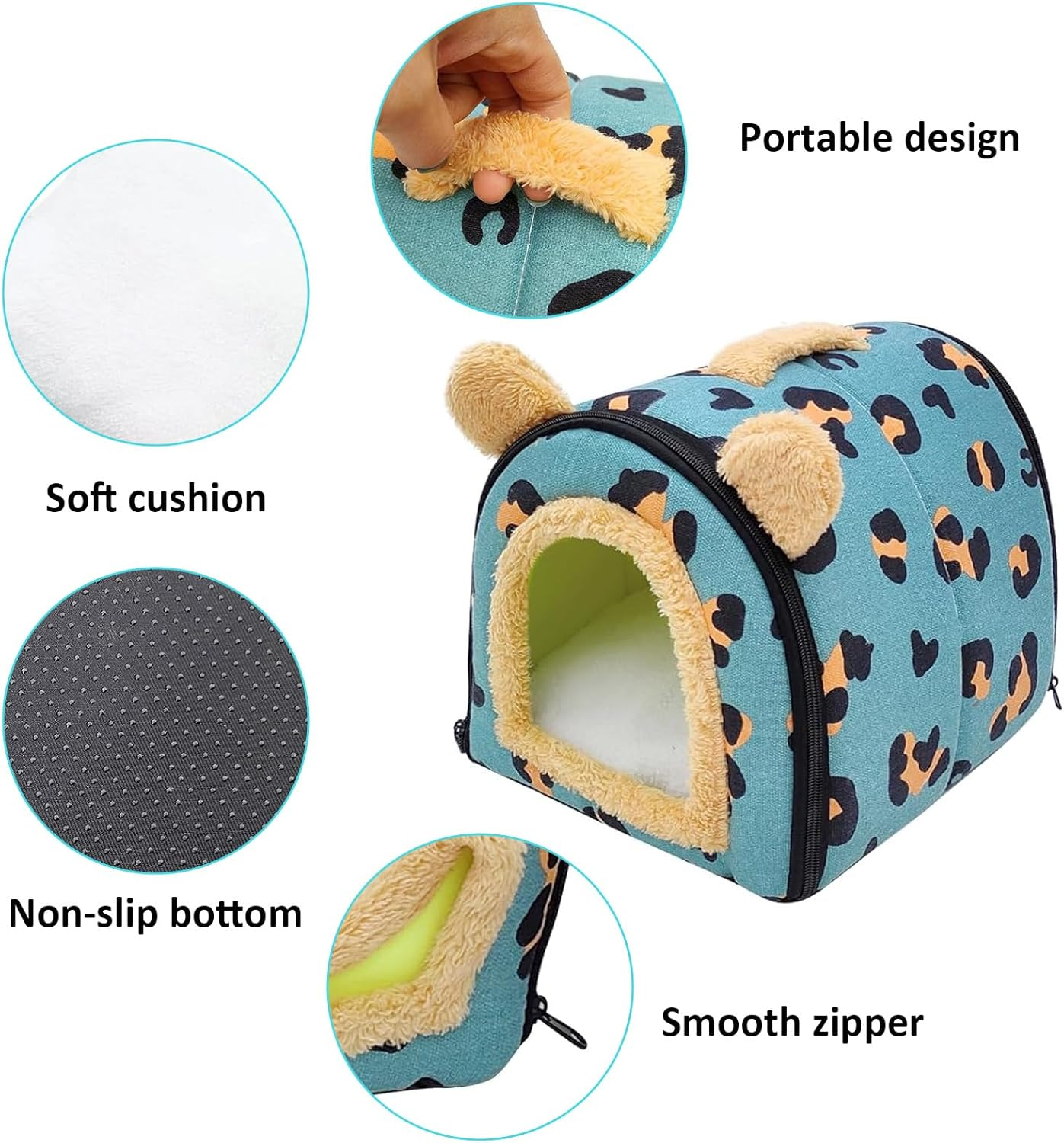 Guinea Pig Bed Cuddly Cave, Cuddly Bag, Guinea Pig Cave, Washable Rabbit Cuddly Cave, Cuddly Winter Cosy Small Animal Beds for Dwarf Rabbits, Chinchillas, Bearded Dragons, Blue image number 5