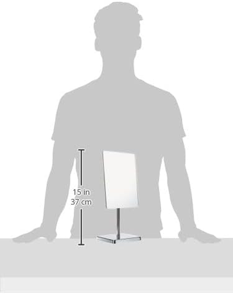 Axentia Cosmetic Mirror Pedestal Mirror Rectangular Table Mirror with Base Bathroom Vanity Mirror, Silver