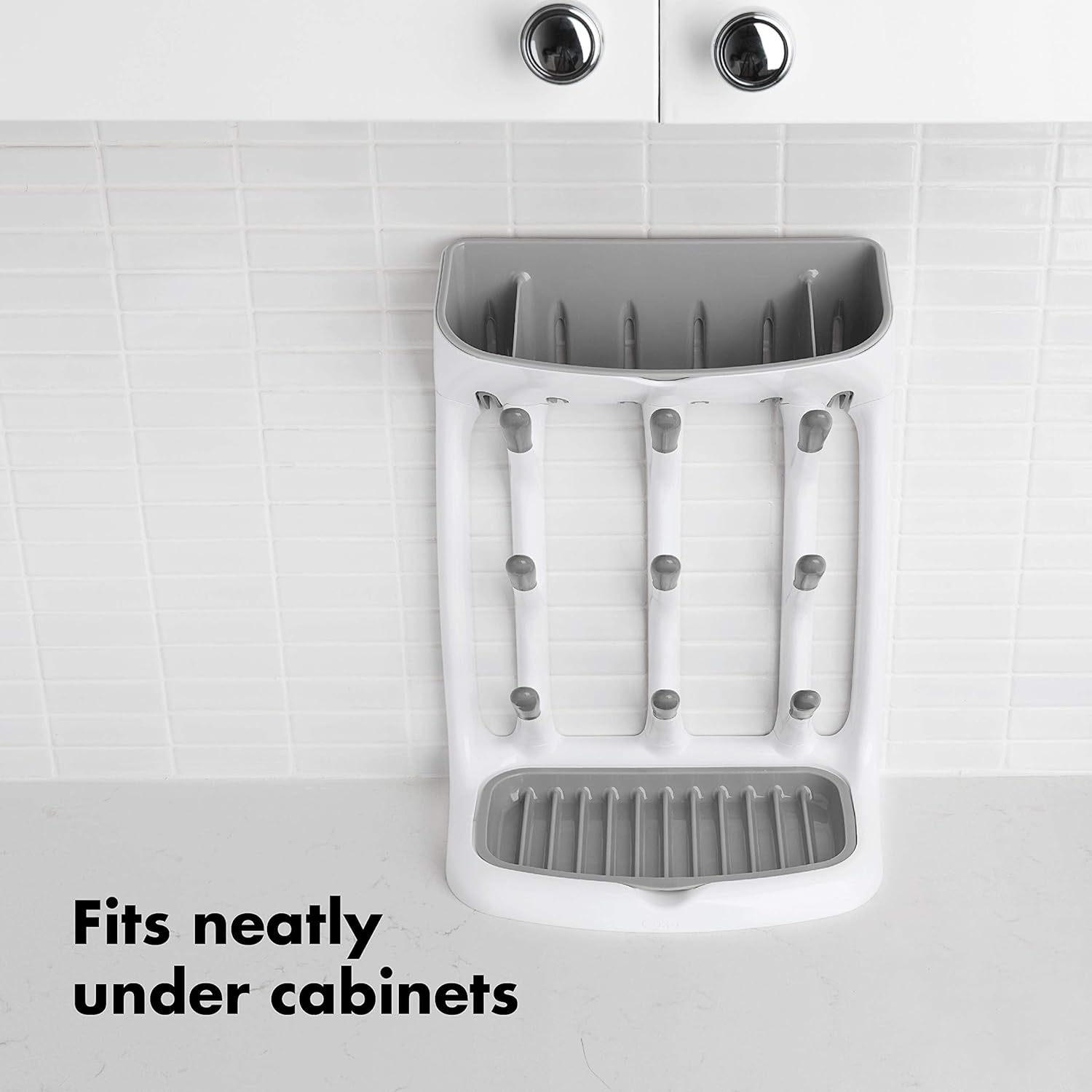 Dsocool Vertical Baby Bottle Drying Rack, Space Saving Countertop Drying Rack Baby Bottle Accessory, Gray