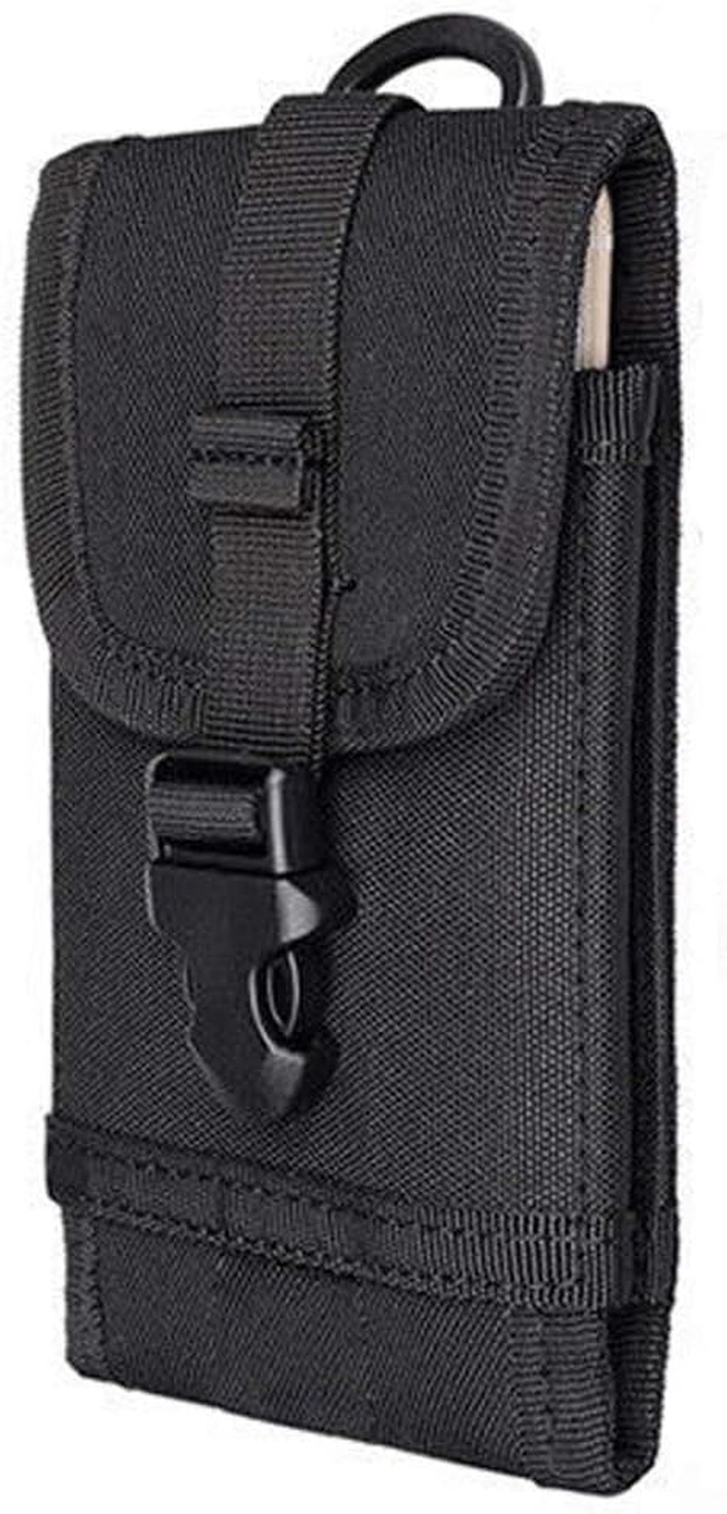 Outdoor MOLLE Tactical Military Pouch Army Black Waist Holster Smartphone Pouch Military 1000D Nylon Hook Loop Belt Phone Holster Phone with Slim Case image number 5