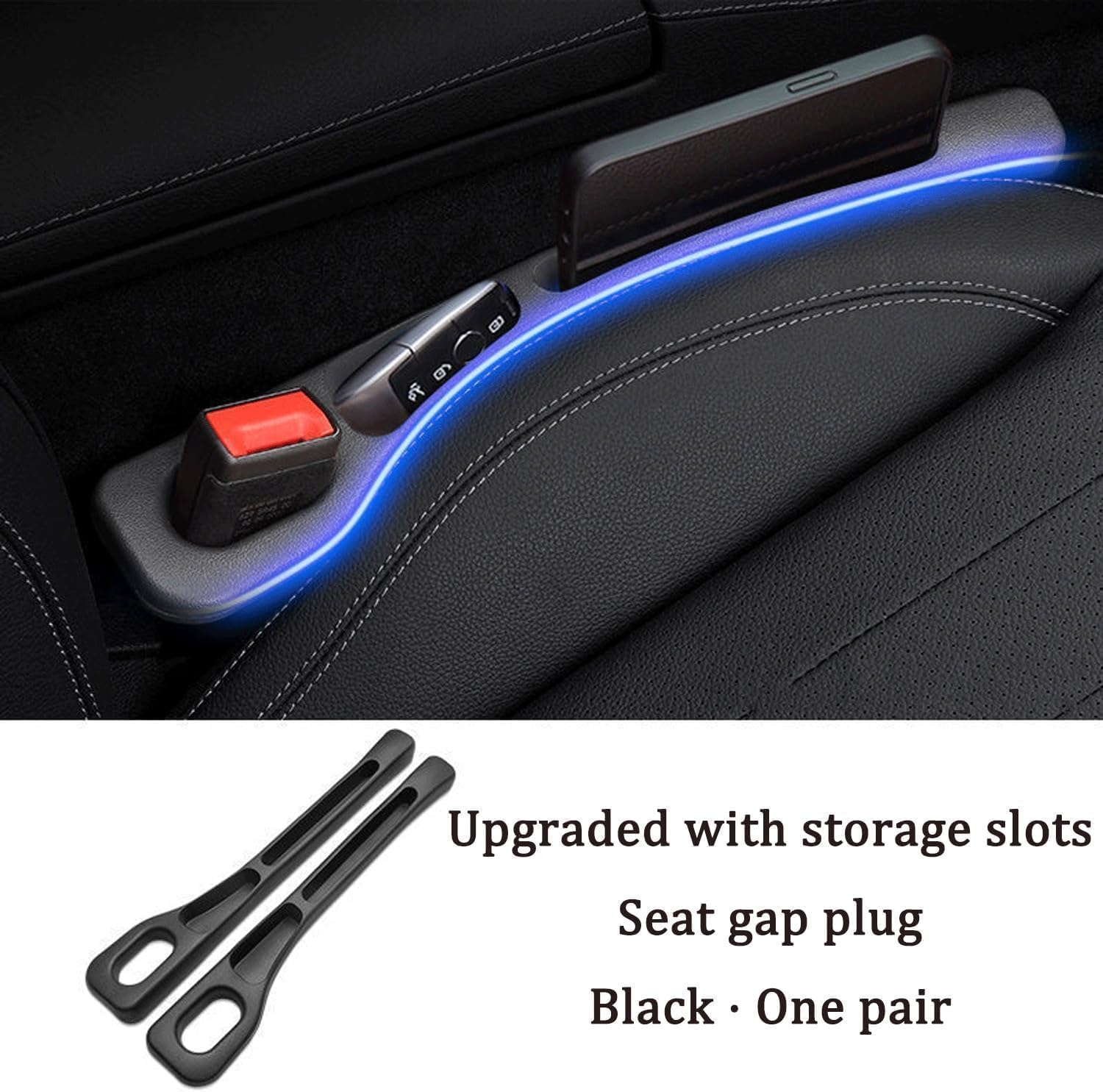 2PCS Car Seat Gap Filler Organizer,Universal Vehicle-Mounted Side Seat Gap Leak-Proof Filling Strip for Car SUV Truck,In between Car Seat Catcher,Fits Most Vehicles (Black) - Red image number 6