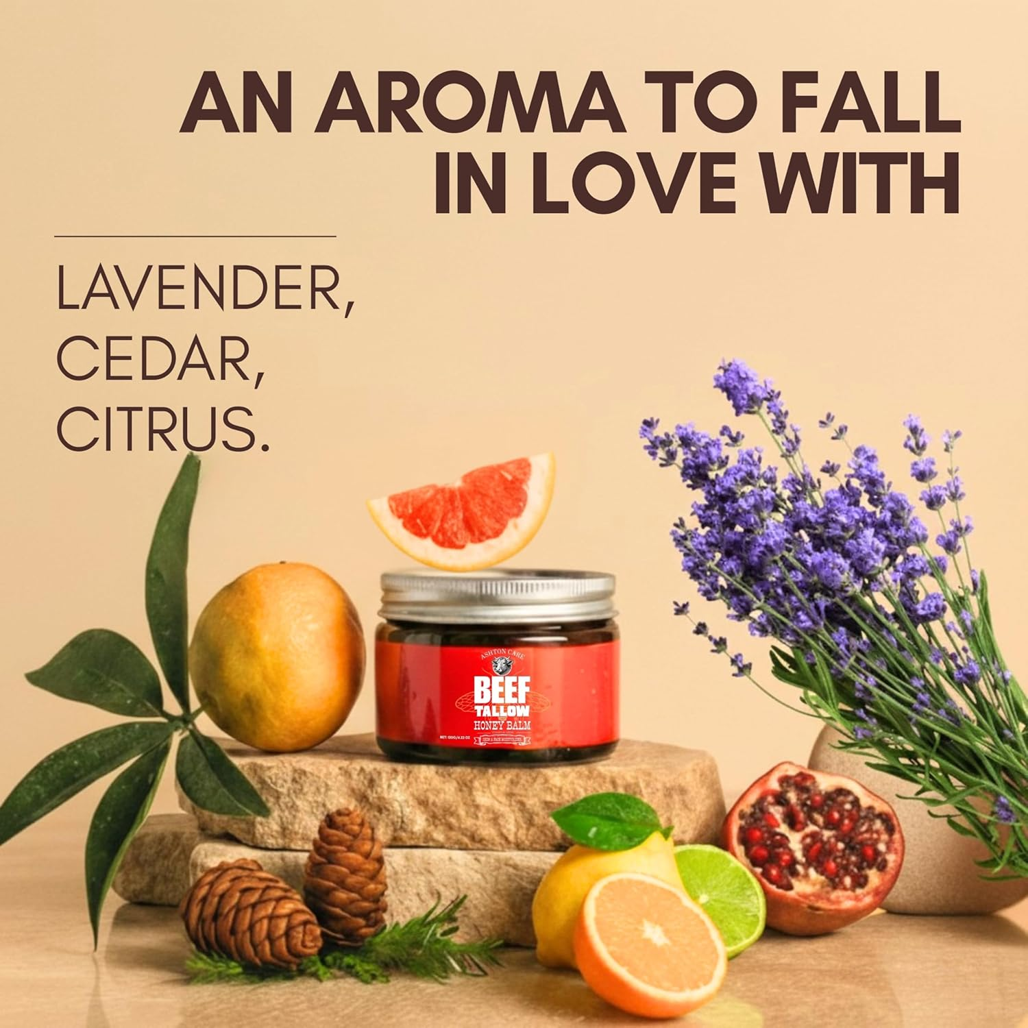 Beef Tallow for Skin and Face Moisturizer Cream &ndash; Grass-Fed Beef Tallow + Glycerin with Honey & Citrus Notes | Natural Hydrating Face & Body Cream for Smooth, Soft & Healthy-Looking Skin | 4.23 Oz image number 1