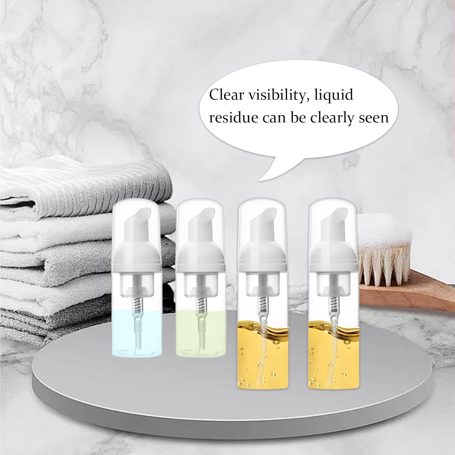 INCAUCA 2 Oz/60Ml Foam Pump Bottle Dispenser 6 PCS, Travel Size Foaming Soap Dispenser, Small Hand Soap Dispenser Refillable, Empty Containers for Toiletries Liquid, Lash Cleanser, Shampoo - 30Ml image number 4