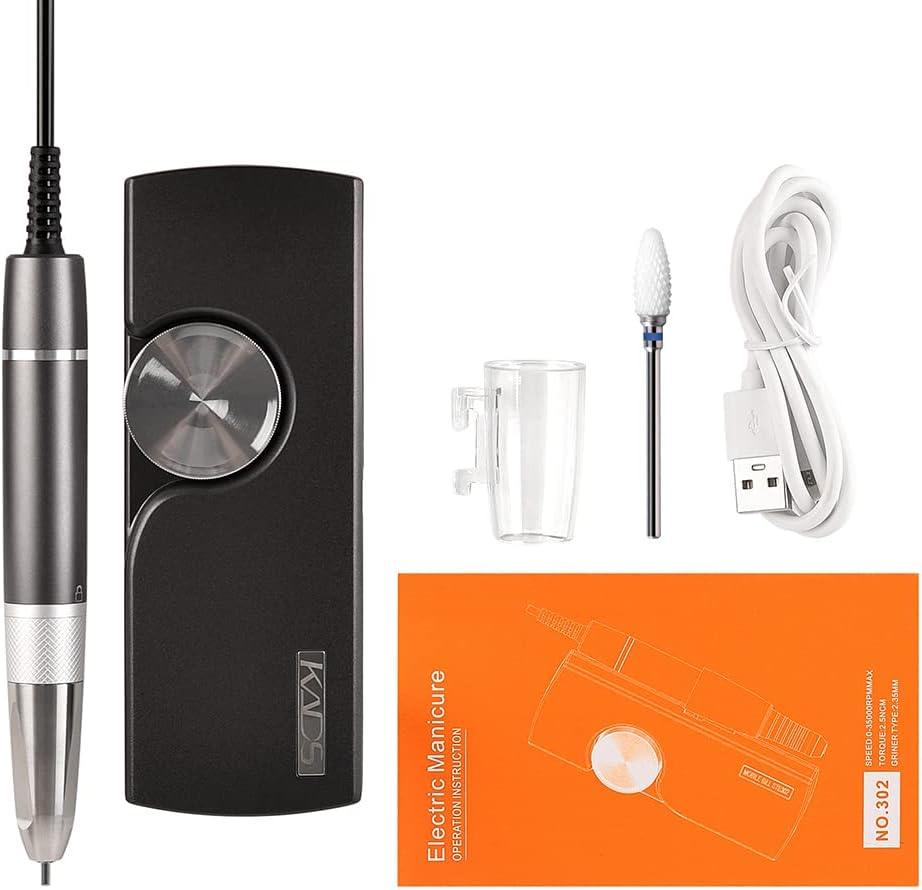 KADS 35000RPM Motorized Nail File 4000MAH High Capacity Battery Motorized Nail Drill Machine USB Charging Perfect for Turning off Gel Nails Motorized Gel Nail off Electric Nail File with Bit Nail File image number 5