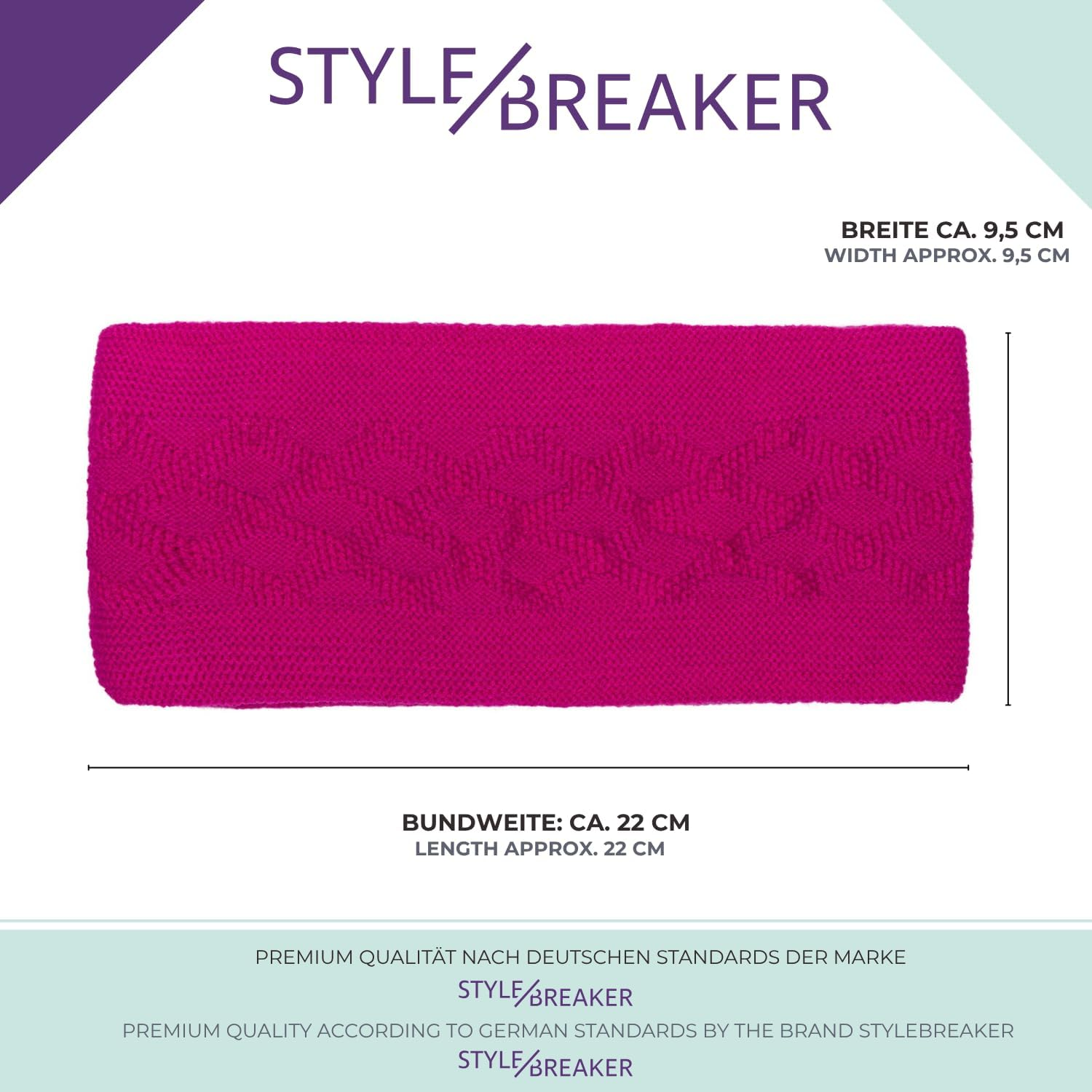 Stylebreaker Women'S Knitted Headband Plain with Checked Pattern, Thermal Fleece Lining, Winter Headband, Plain 04026061, Colour: Light Grey image number 3