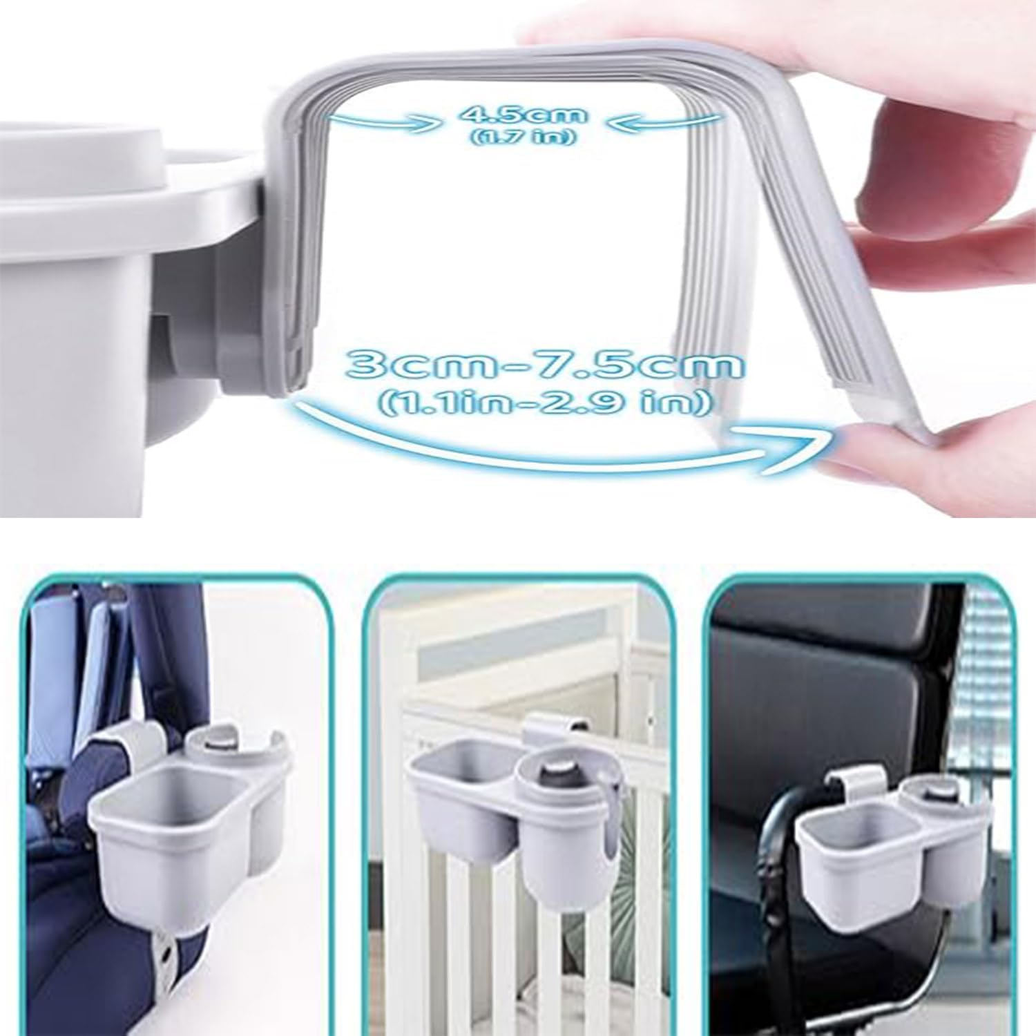 Roczential Stroller Drink Holder - Car Seat Bottle Holder, Kid'S for Car Seat | Versatile Cup Holder, Stroller Drink Carrier, Adjustable Cup Holder (8.86X4.13X3.54 Inches)