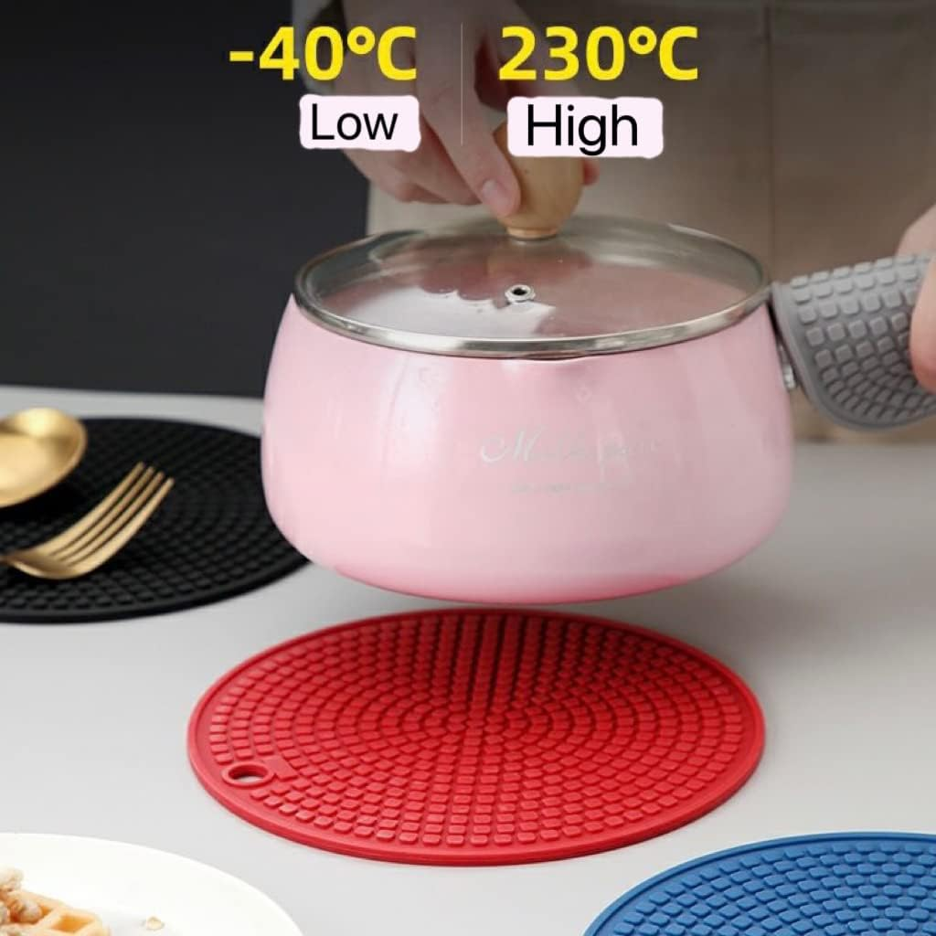 4PCS Silicone Trivets for Hot Pots Pans Dishes | Heat Resistant, Non Slip | Pot Holders, Oven Mitt, Table Mat (Red) image number 2