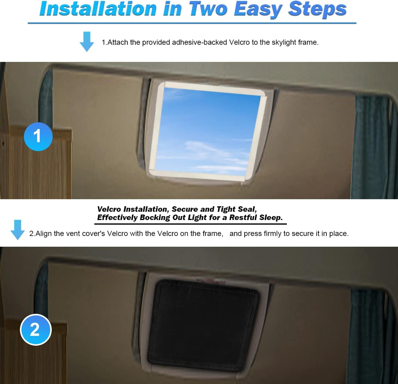 Safoner RV Roof Vent Skylight Insulator Cover, Sun Blackout Fabric for Camper (16 X 16 Inch)- Black image number 1