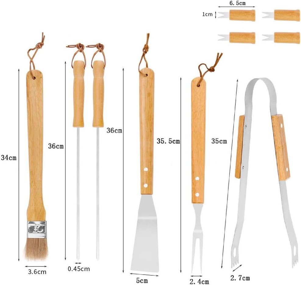 10-Piece Folding Grill Tool Set with Wooden Handle &ndash; Stainless Steel BBQ Accessories with Storage Case for Camping, Tailgating & Outdoor Grilling image number 4