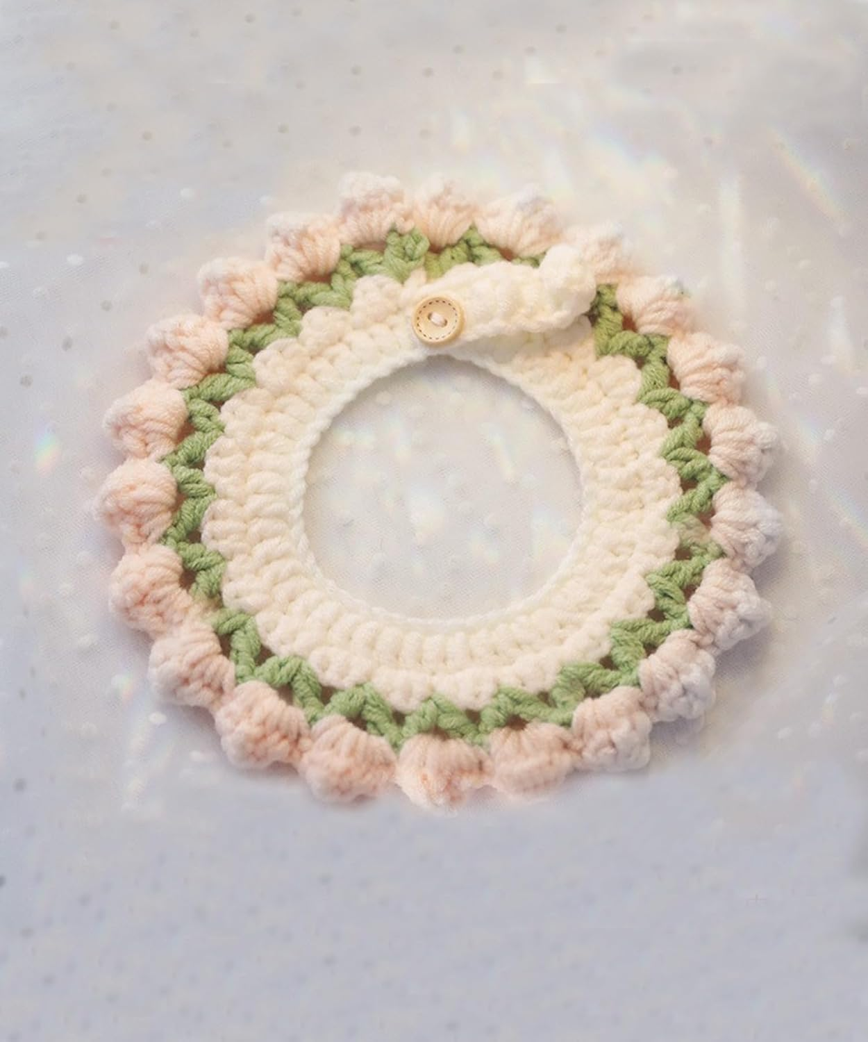 Knit Pet Collar, Pet Collar, Cute, Knit, Flower, Necklace Accessory, for Cats, Cute, Flowers, SNS, Cute, Cute, for Pets, Neck Circumference 5.5-7.9 Inches (14-20 Cm), Soft and Lightly Knitted image number 2