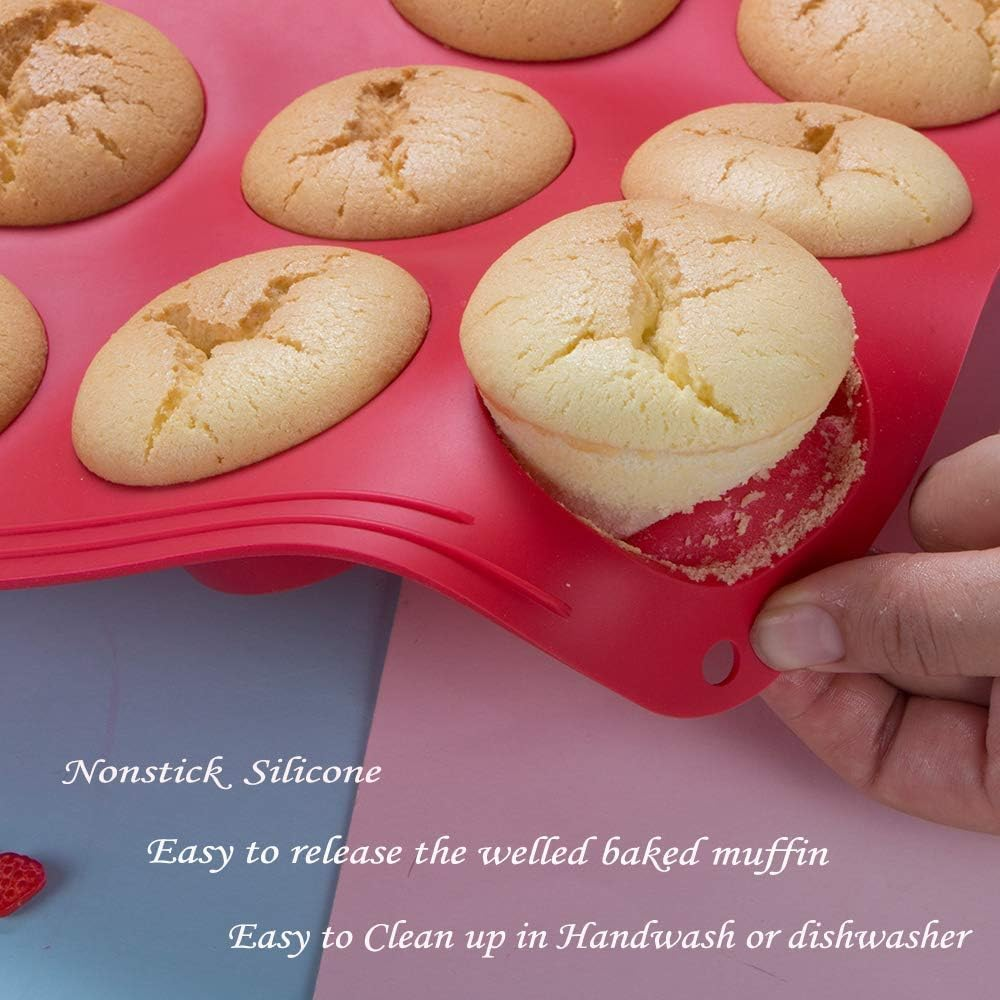 12 Cup Silicone Muffin Pan, Generic Cupcake Baking Pan/Non - Stick Silicone Mold/Dishwasher, Baking Model Circular Kitchen High Temperature Resistant Baking, Microwave Safe ﻿ image number 1