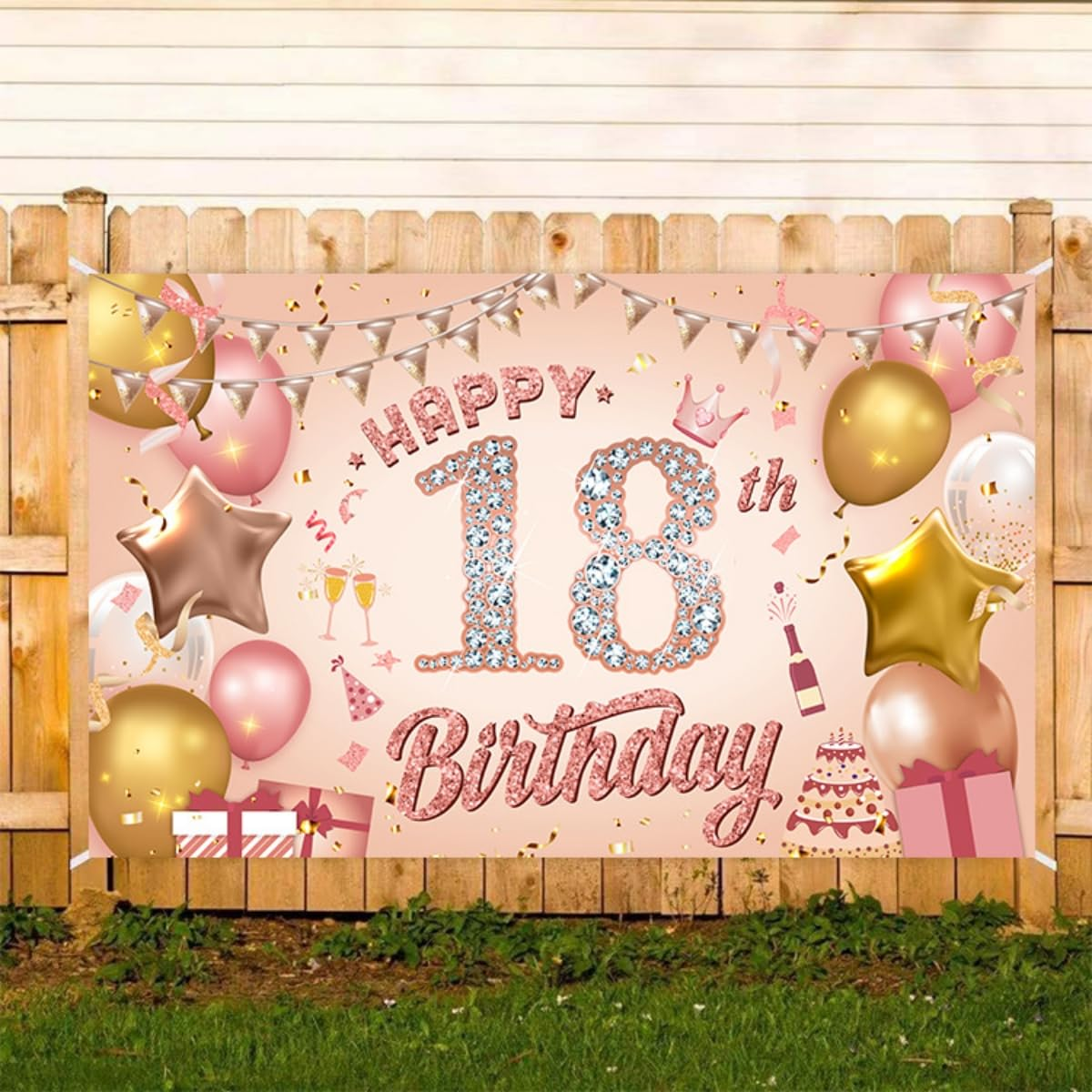 Costume Bay Happy Birthday Backdrop Banner 180 * 110 Cm Large Background Cloth Photo Party Large Decoration Sign for Birthday Party (Pink - 16Th, ONE) - Pink - 13Th image number 4