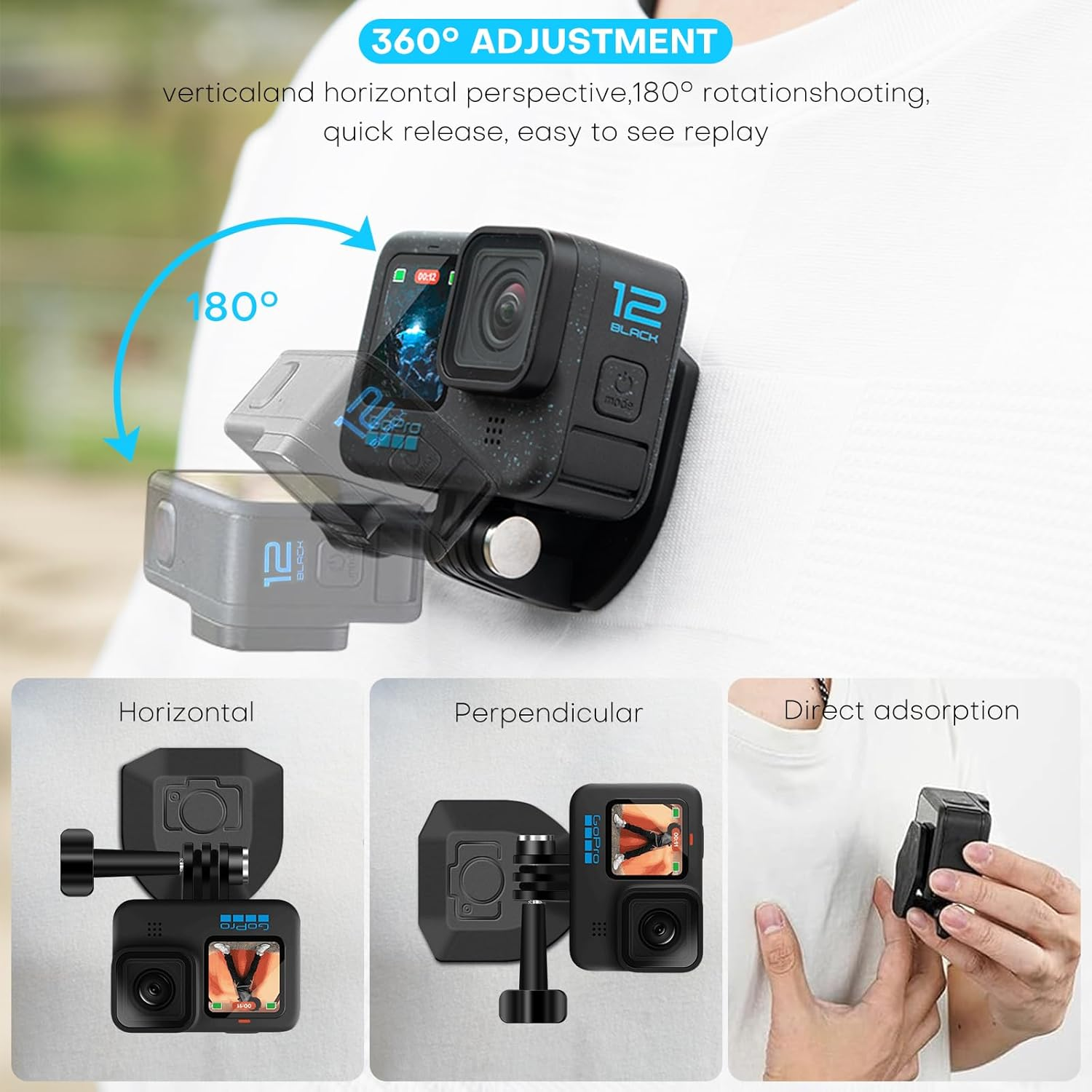 REYGEAK Magnetic Neck Strap Mount for Gopro Accessories First Person View Neck Mount Video Vlog Action Camera Mount Compatible with Gopro Hero 11 Black Hero 10/9/8/7/6/5, DJI Osmo Action 3, Insta360 Onex3 Onex2 Camera Cell Phone