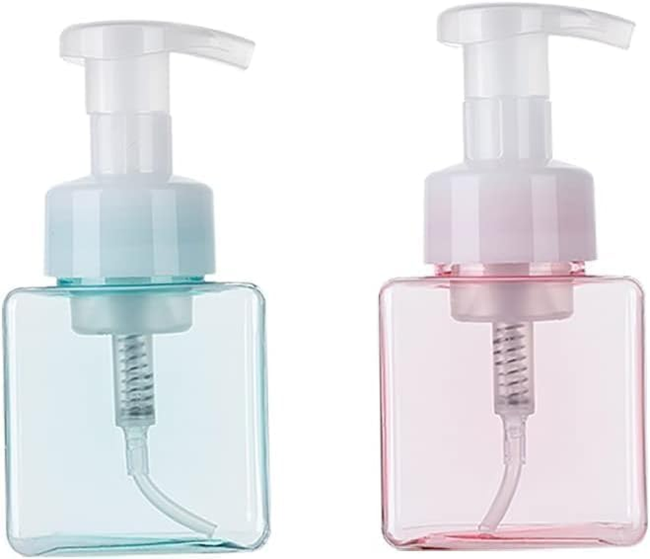 Refillable Plastic Pump Bottles, 250Ml, Square Foam Dispenser, Empty Liquid Hand Soap Bottles, Foaming Shampoo Dispenser for Body Wash Tools and Accessories (Light Blue, One Size) image number 6
