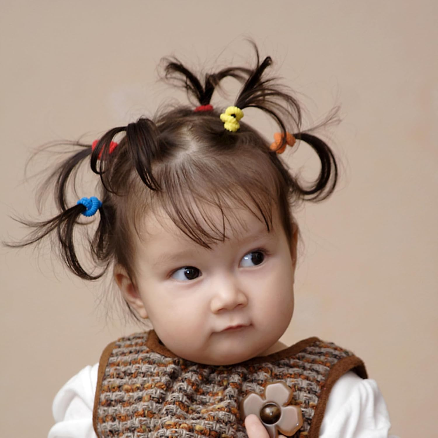 Pack of 200 Girls Hair Bobbles, Soft Loom Bands, Hair Bobbles for Children, Toddlers, Baby (7 Colours) image number 2