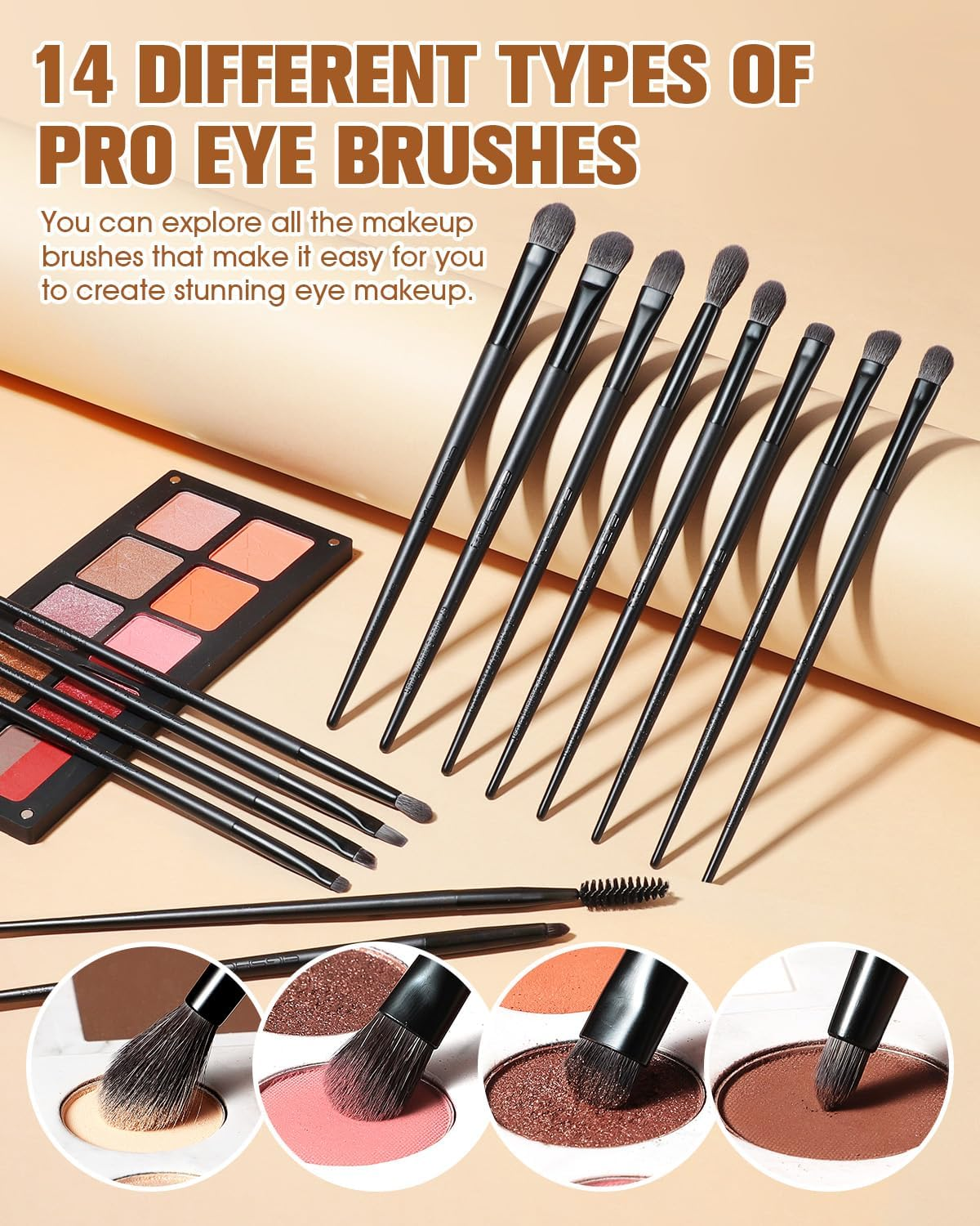 EIGSHOWBEAUTY 19 Pieces Synthetic Makeup Brush Set Kingnight Series Brush Set Premium Foundation Contour Blush Concealer Eyeshadow Blending - Black