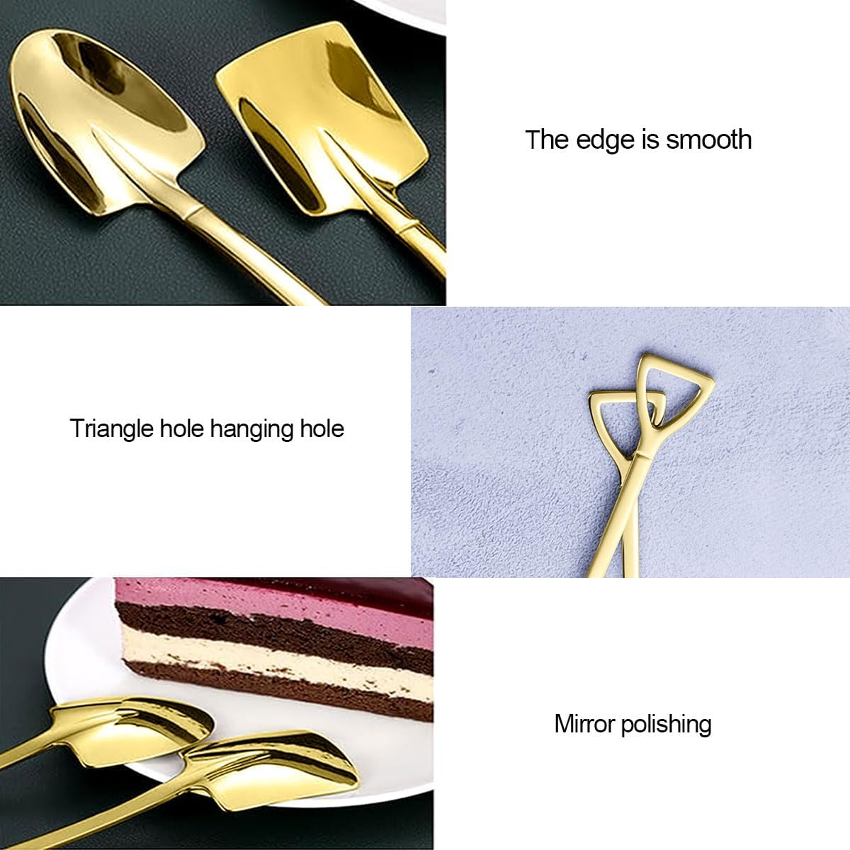 Shovel Shape Stainless Steel Spoons Watermelon Mini Square Shovel Sharp Shovel Fruit Watermelon Cutter Slicer Tool Kitchen Gadgets, Ice Cream Fruit Spoon for Home, Kitchen or Restaurant (Square-1) image number 3