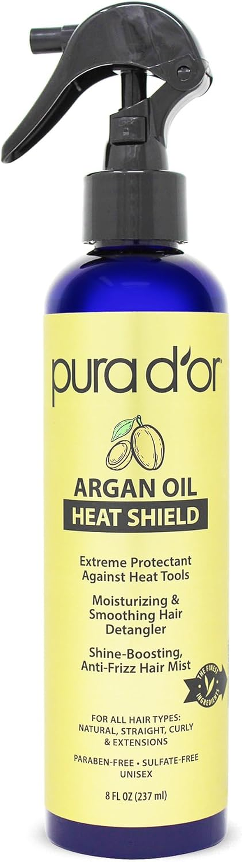PURA D'OR Argan Oil Heat Shield Protectant Spray (8 Fl Oz / 237 Ml) - Infused with Argan Oil & Aloe Vera - Heat Protectant Spray & Leave-In Conditioner for Define & Shine Dry & Damaged Hair image number 1