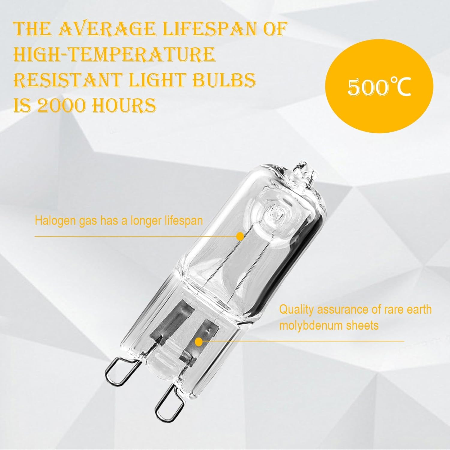 2-Pack G9 Halogen Bulbs 25W Warm White 220-240V Dimmable Light Globes - Bi-Pin Base for Oven, Kitchen, Cabinet Lighting image number 2