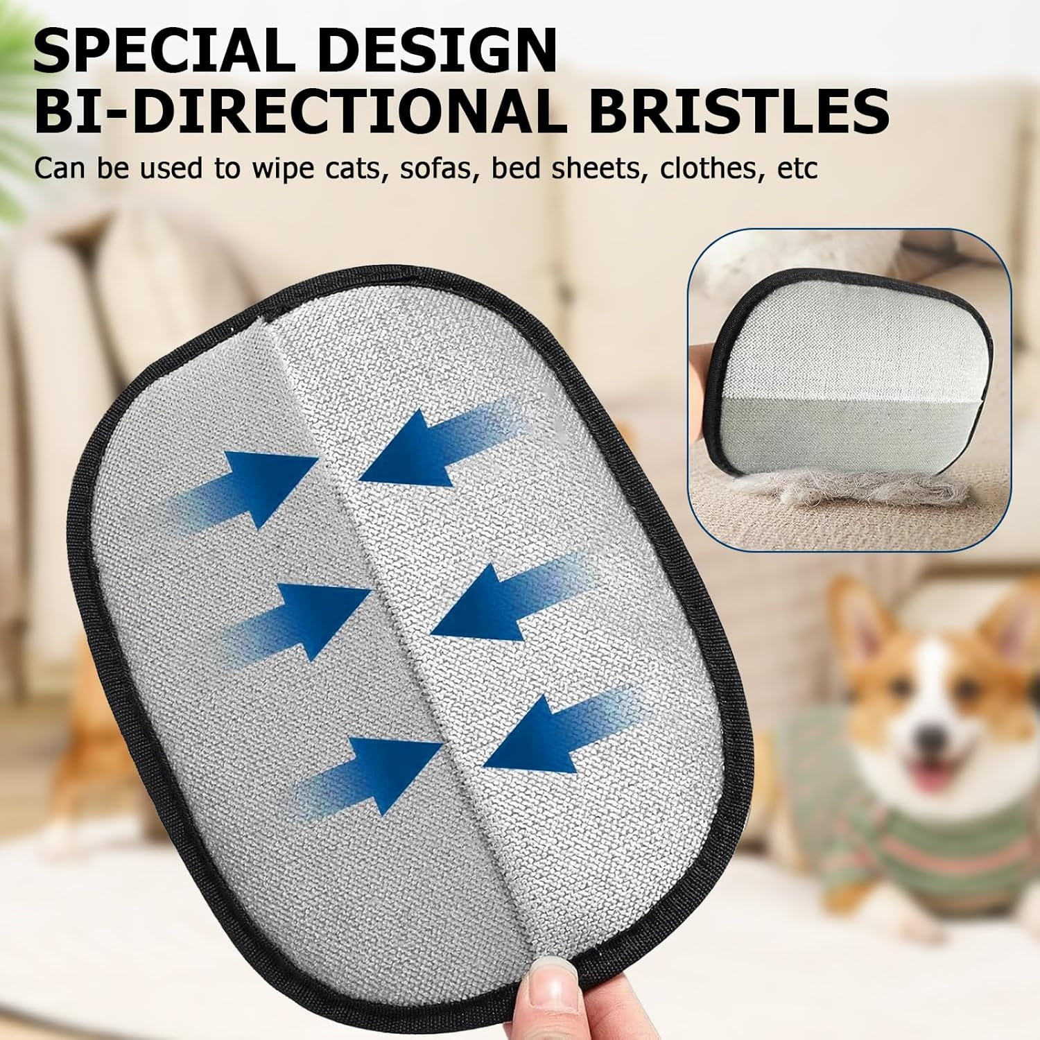 Double Sided Pet Grooming Gloves, Pet Electrostatic Hair Removal for Cats & Dogs, Versatile Grooming Gloves for Washing & Deshedding image number 2