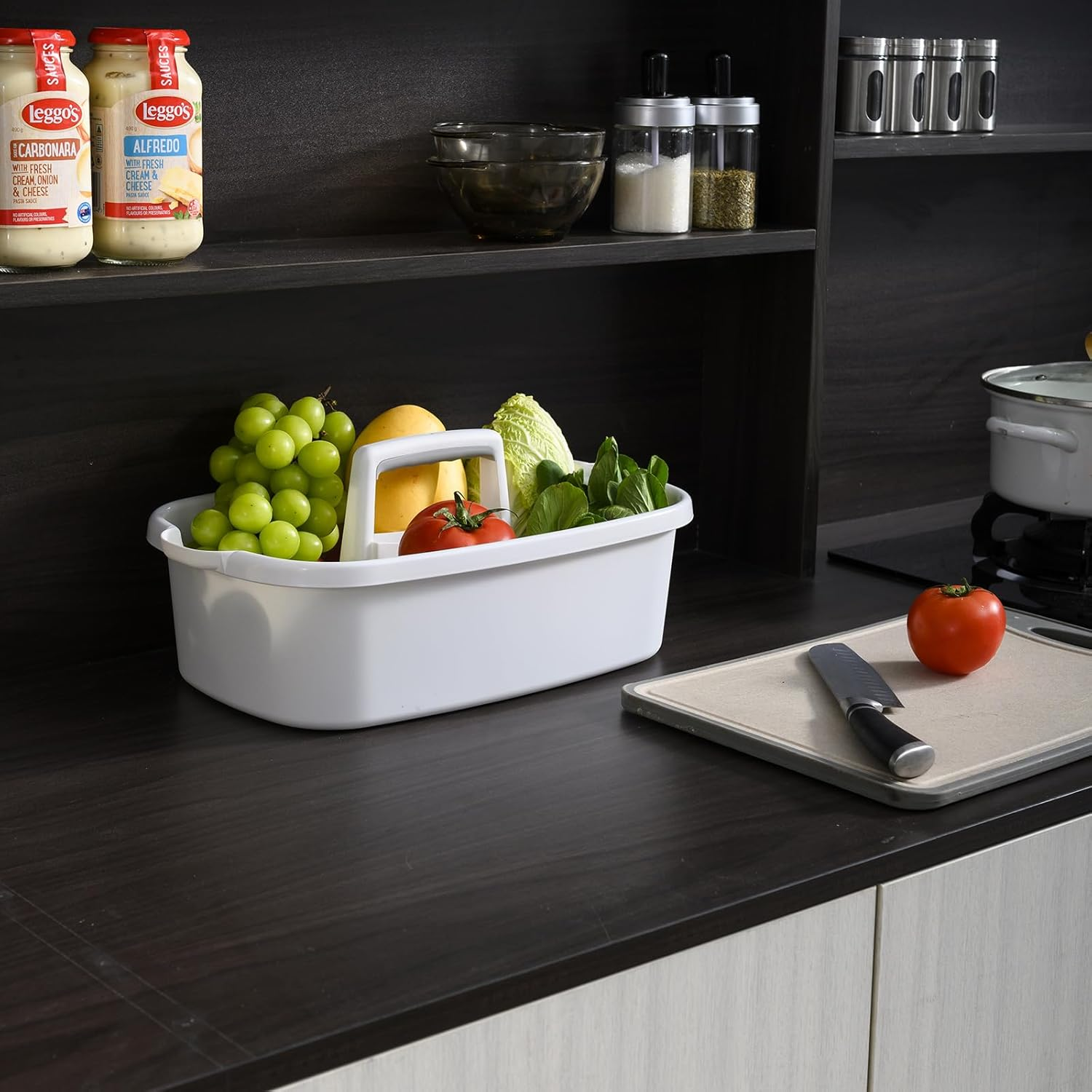 ALINK Plastic Cleaning Storage Caddy with Handle, Large Shower Caddy Basket Organizer for Dorm, Bathroom, Tool, Garden, Kitchen, Cleaning Supplies - Clear -  Gray image number 7