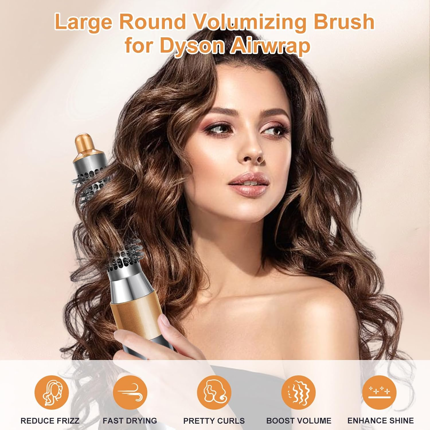 Small round Volume Brush for Dyson Airwrap HS01 HS05 Attachment Hair Styler Accessories, Gold image number 5