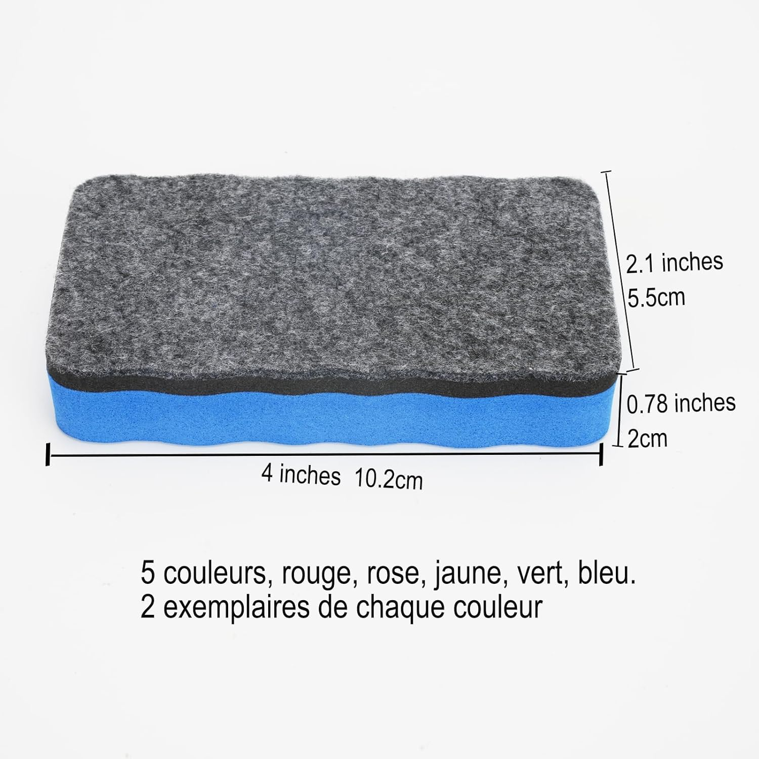 Magnetic Whiteboard Eraser, 10 Pcs Dry Eraser with Thick Felt Pad, Dry Erase Whiteboard Cleaner for Students Home Office (5 Colours) - 4 Colours image number 3