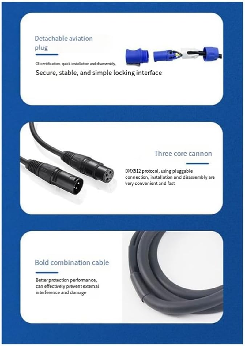 Byttlerom Powercon Cable Combination of Powercon Plug and XLR Signal Line for Light Power Connection Signal Transit(A) image number 2