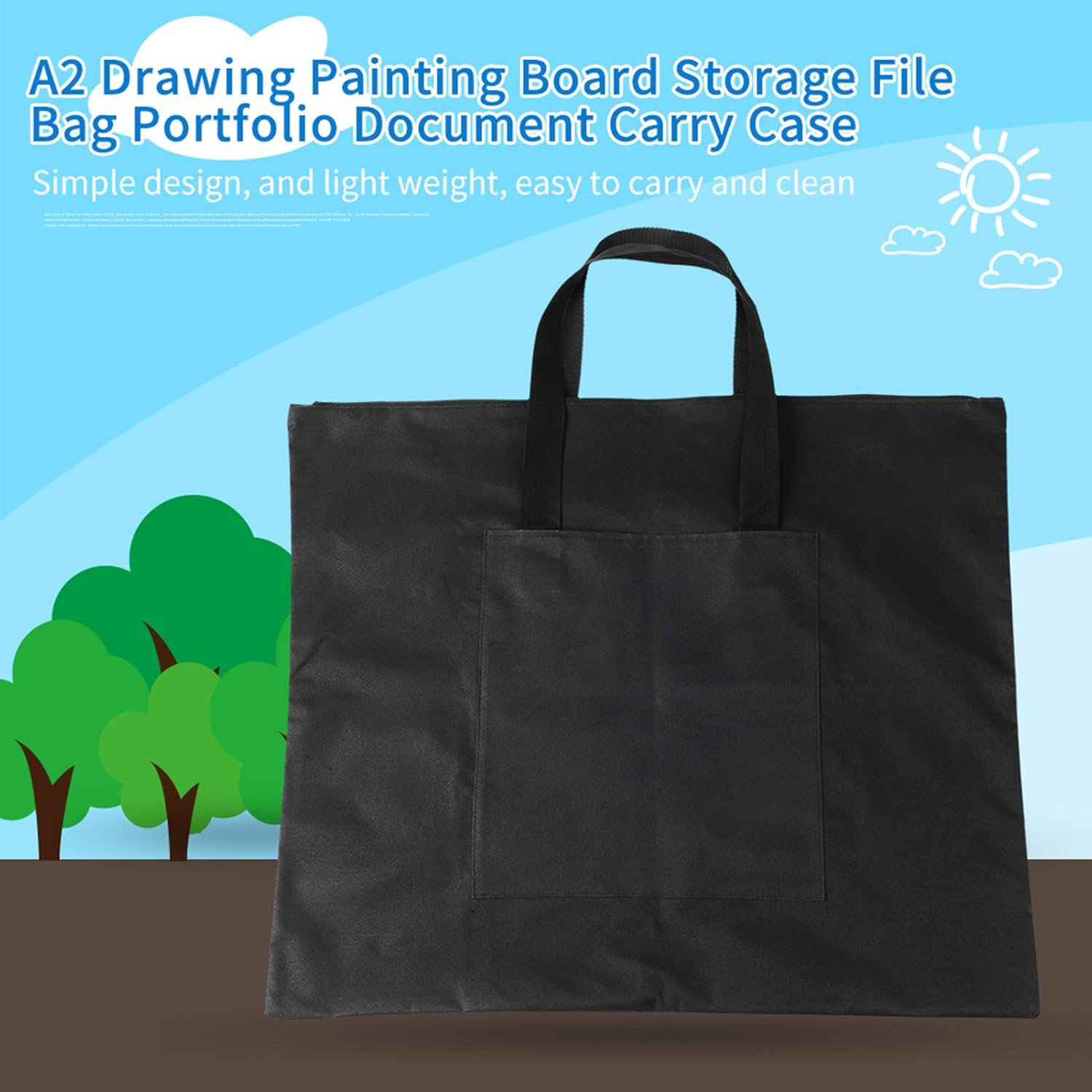 A2 Drawing Painting Board Storage File Bag, Large Size Art Portfolio Case Art Portfolio Tote Bag Poster Board Storage Portfolio Folder for Artwork Poster, Student Art Portfolio image number 2