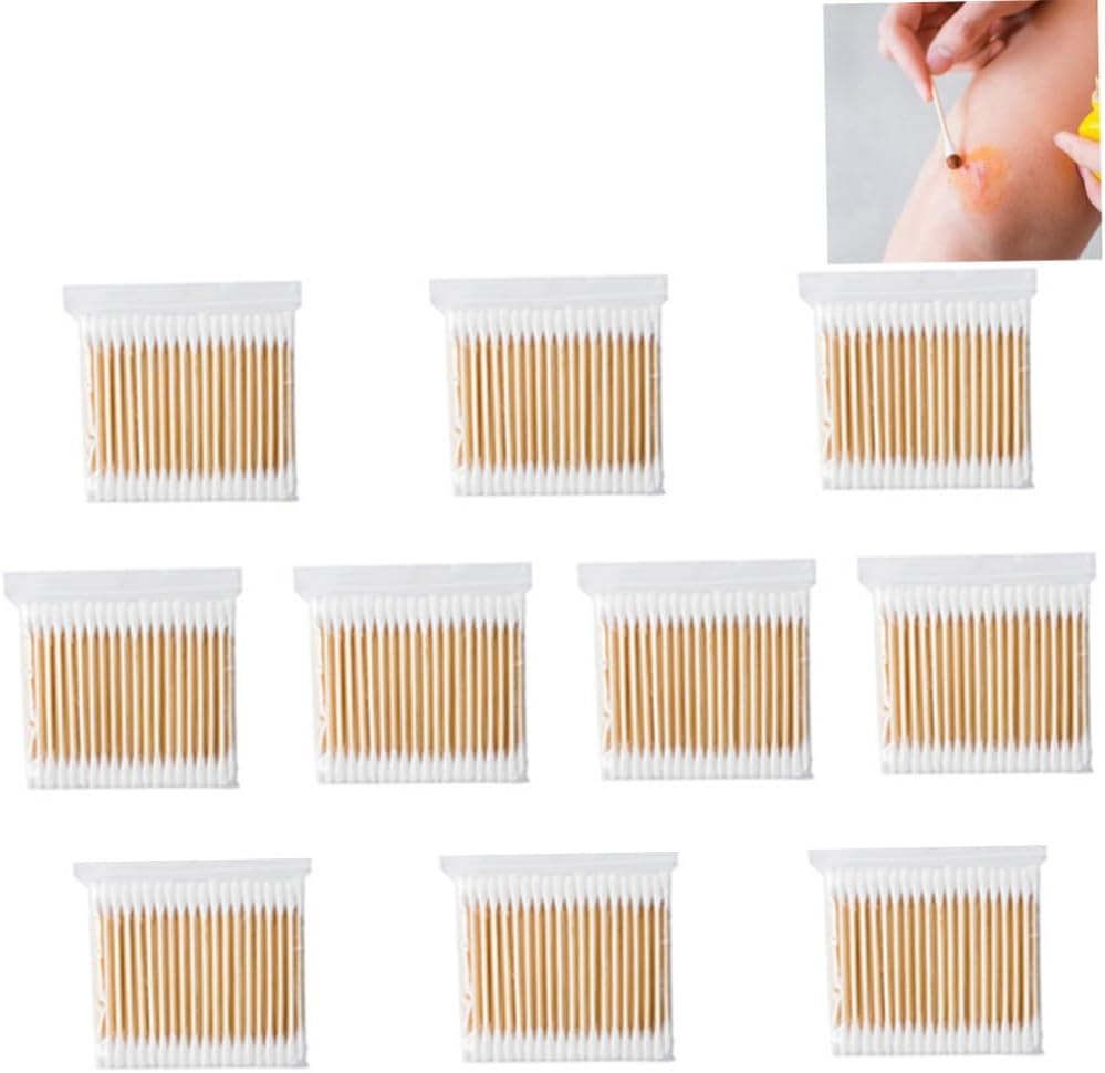 Cotton Buds, Cotton Stick Double Ended Cotton Swab Wooden Cotton Buds for Make up Travel Ears Cleaning Pets 1000PCS, Cotton Stick