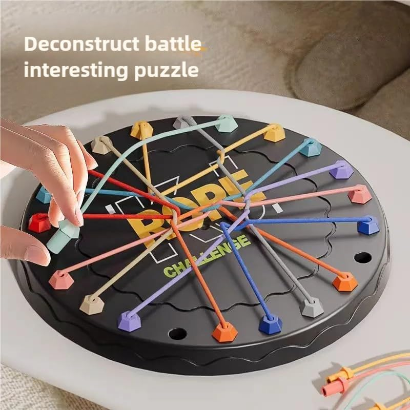 Rope Untangling Puzzle Game, Mini Travel Size Educational Strategy Board Game for Kids & Adults, Family Travel Party Games with Multi-Level Challenges image number 2
