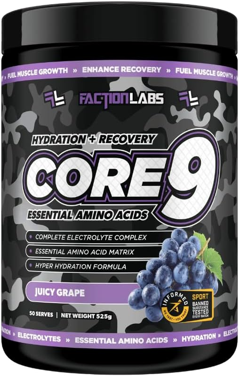 Faction Labs Core 9 EAA + BCAA 60 Serves (Candied Grape) image number 1