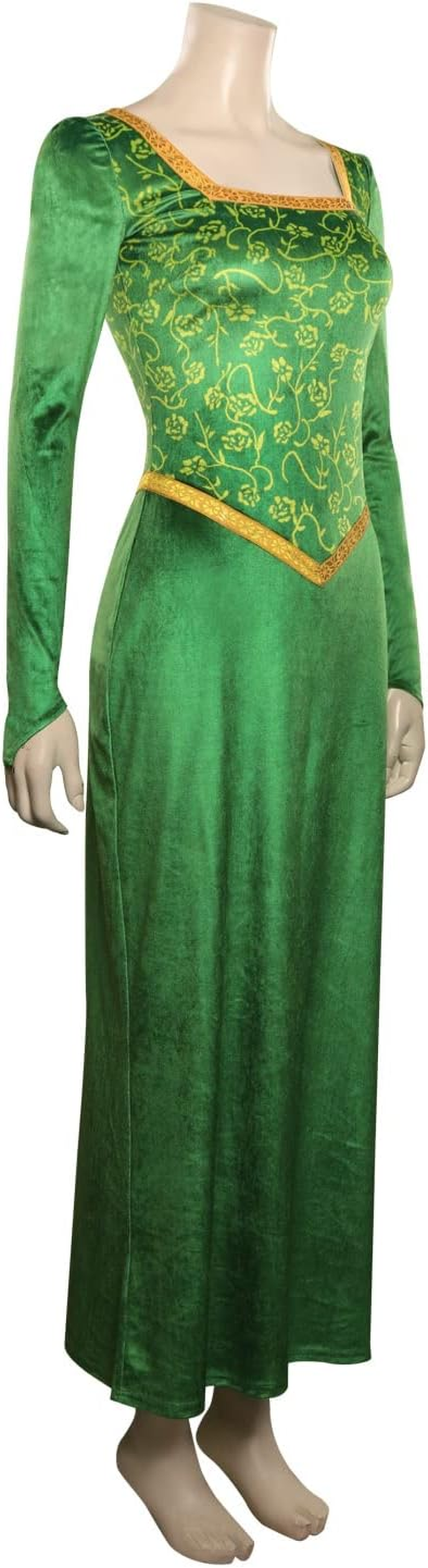 Chahouk Women'S Fiona Cosplay Costume Green Dress with Long Sleeve Adult Princess Fiona Dress Gown Halloween Party Outfit image number 5