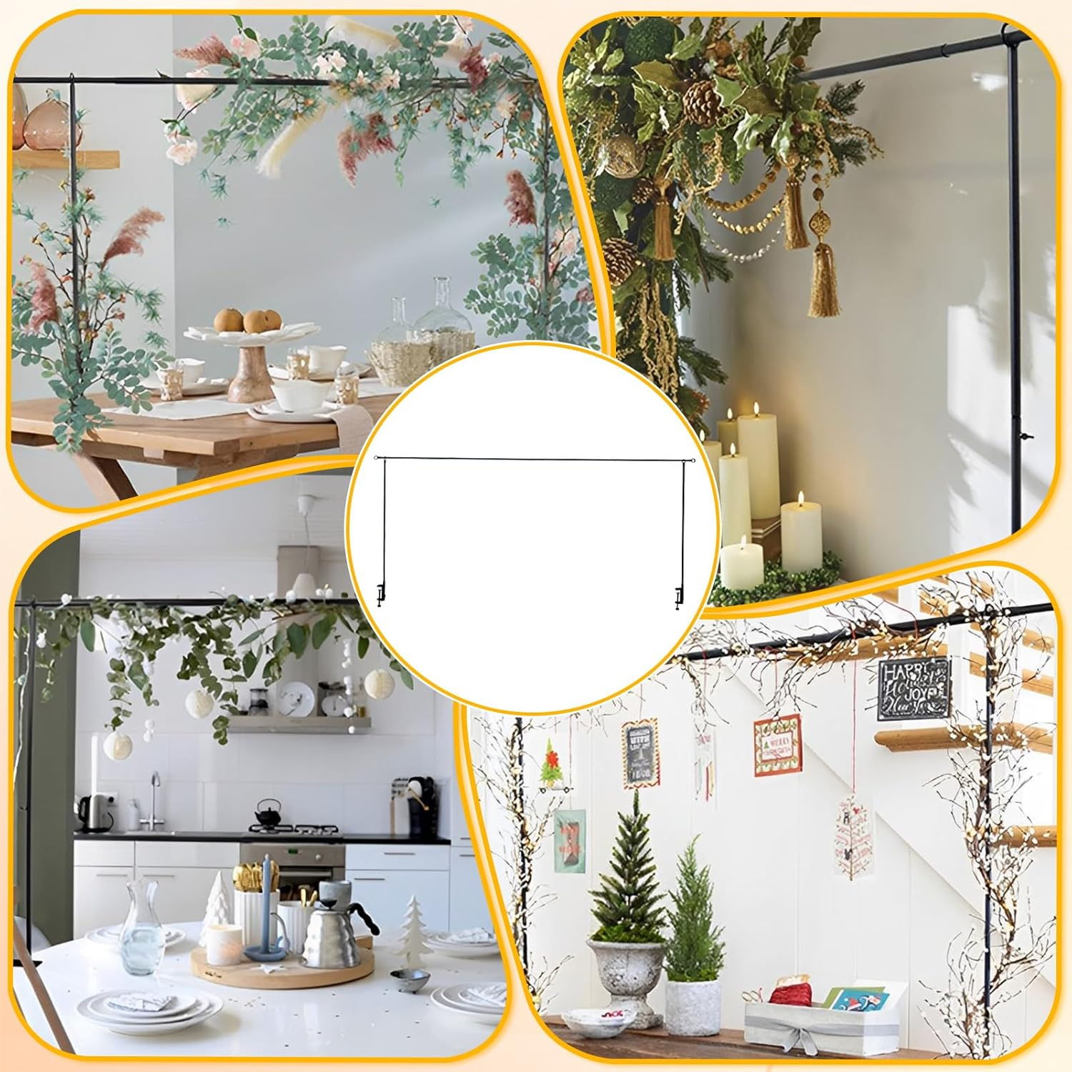 Fwqofvk over the Table Rod Stand with Clamps Easy to Install Use Adjustable Table Arch Hanging Metal Table Arch Hanging Rod Stand Decorated Arch for Wedding Birthday Party Christmas image number 2