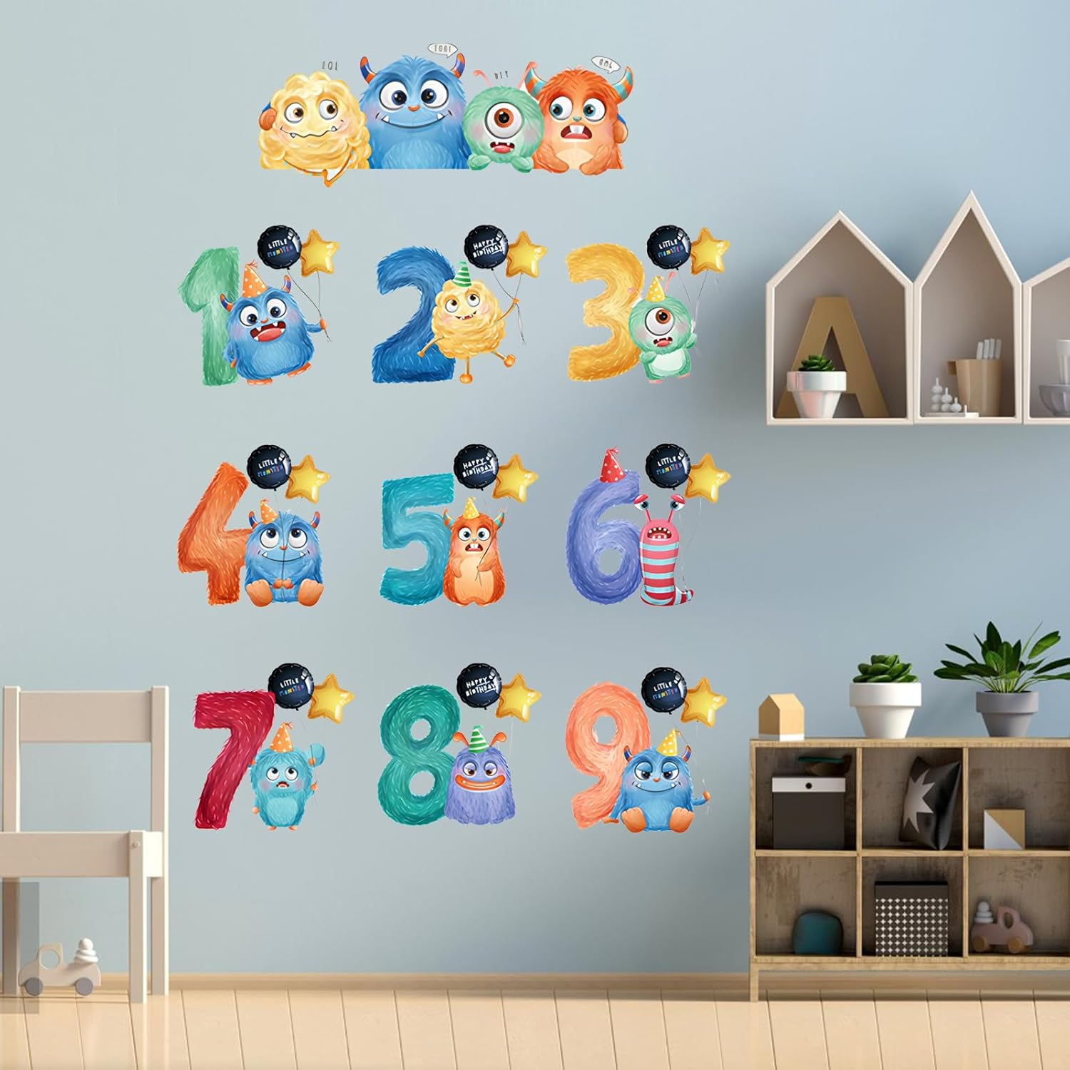 Number Wall Stickers 3D Wallpaper Stickers for Kids,Diy Creative Wall Decals Stickers Children Bedroom Living Room Nursery Background Wall Decor Removable Glass Sticker