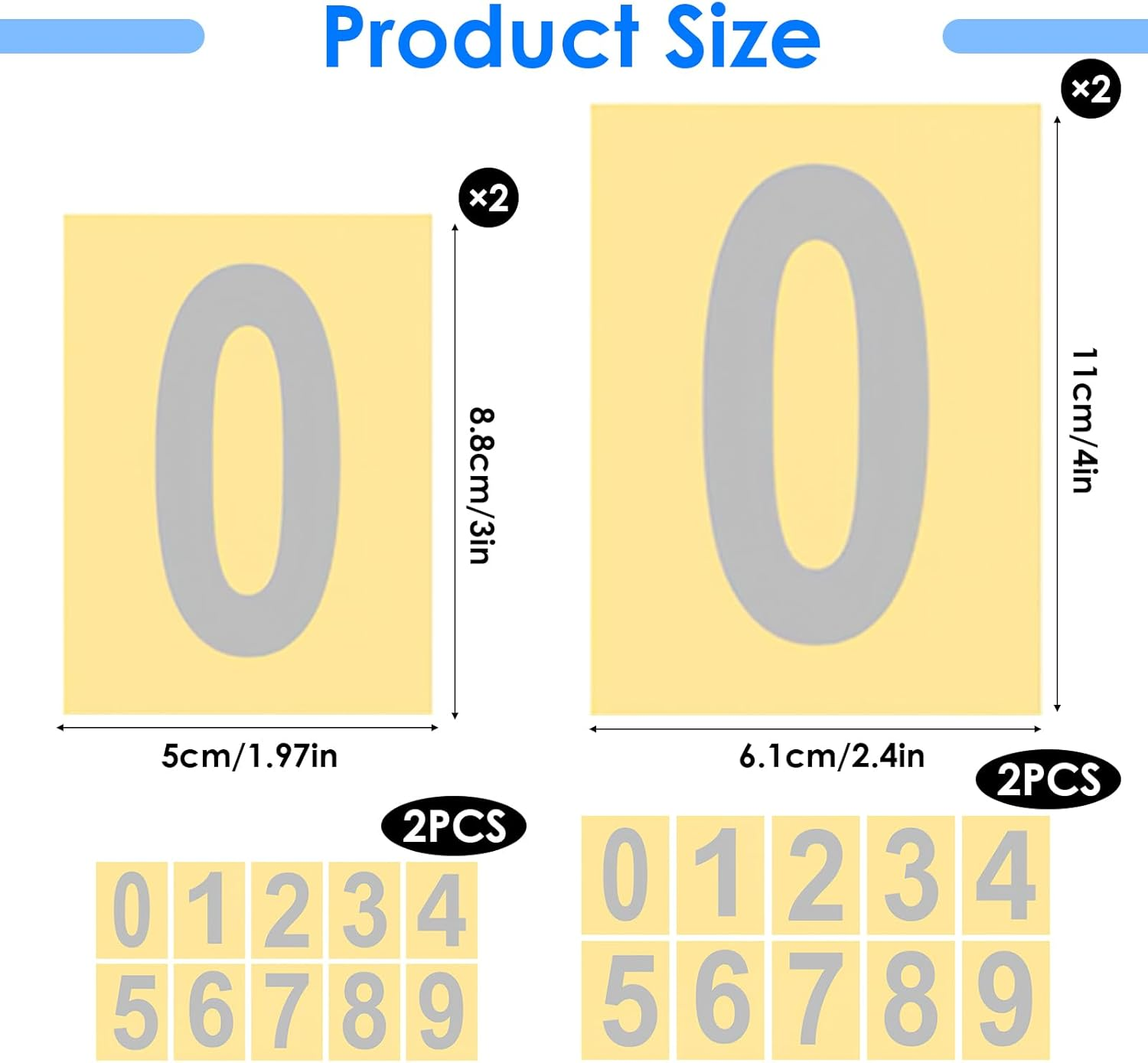 40 Pcs Reflective Address Number Set - 3" & 4" Waterproof Mailbox Numbers, Self-Adhesive House Numbers for Doors, Bins & Signs - High Visibility Outdoor Address Stickers (Silver, 0-9 Digits) image number 1