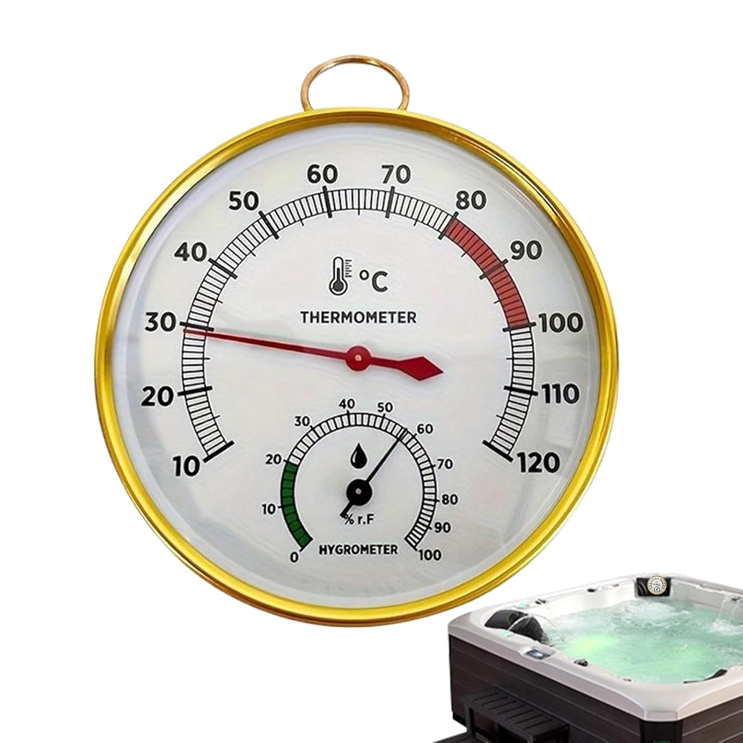 Sauna Temperature Gauge &ndash; Portable Temperature Humidity Monitor, Durable Hydrothermograph Meter | for Indoor Sauna Home Bathroom Shower Swimming Pool Steam Room Spa Relaxation image number 6