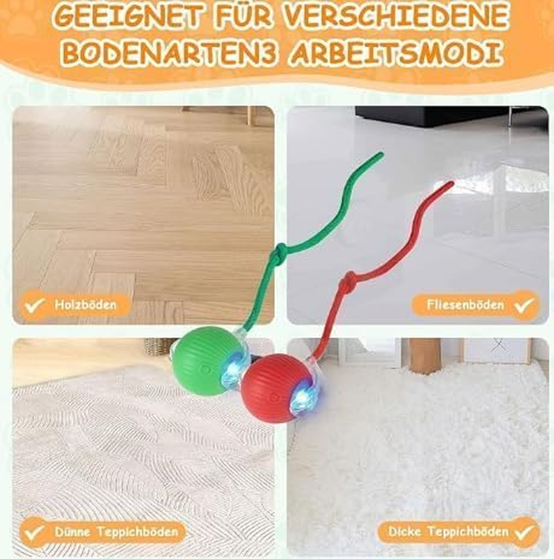 2Pack Cat Ball Kitten Toys for Indoor Interactive Kitty Ball Toy Speedy Tail Rolling(Red Green) and Dog & Cat Nail Clippers with 2Mm & 4Mm Cutting Holes image number 5