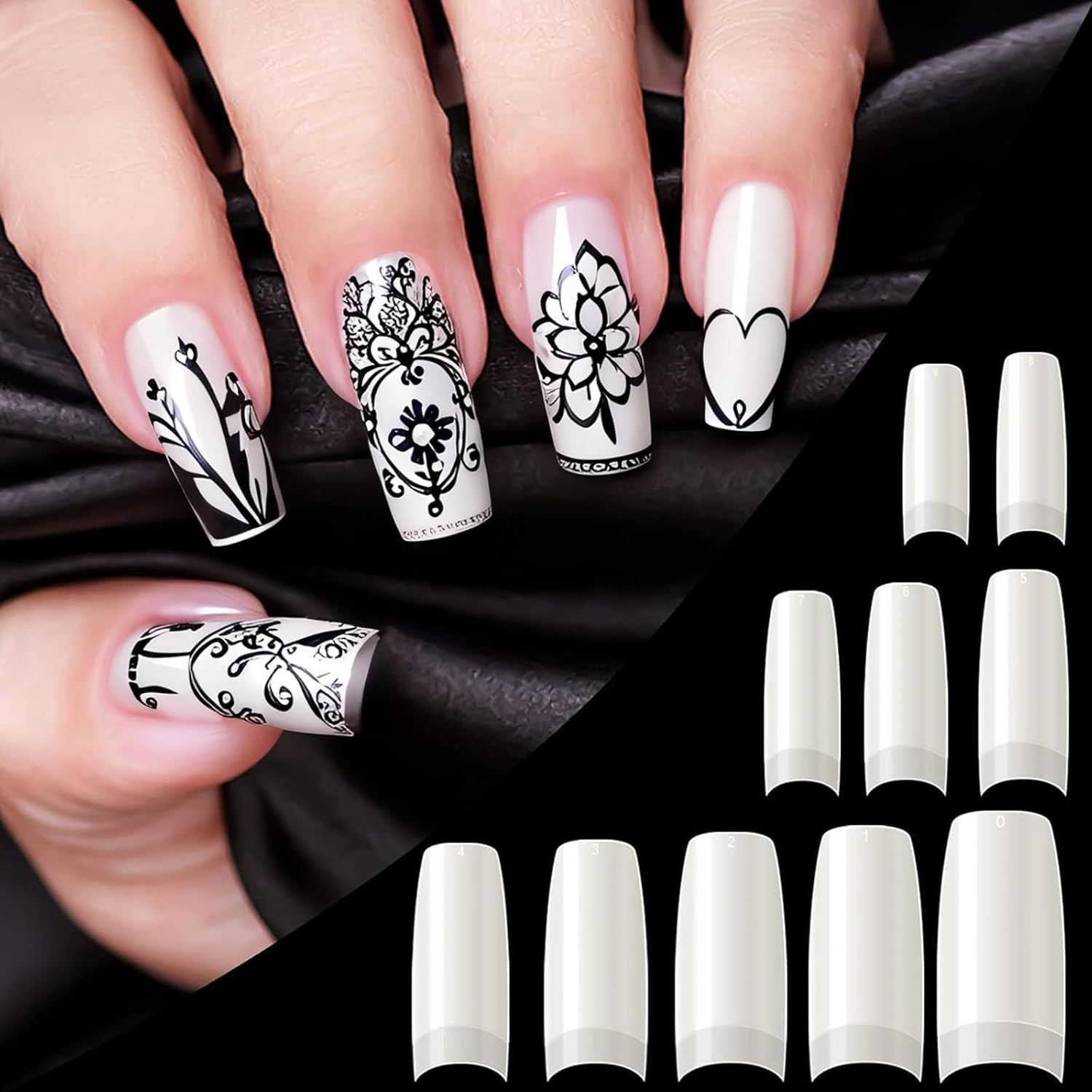 500PCS Natural False Nails Tips - Premium French Tip Artificial Nail Extensions with Decorative Storage Box (10 Custom Sizes) for Salon Specialists & DIY Enthusiasts image number 2