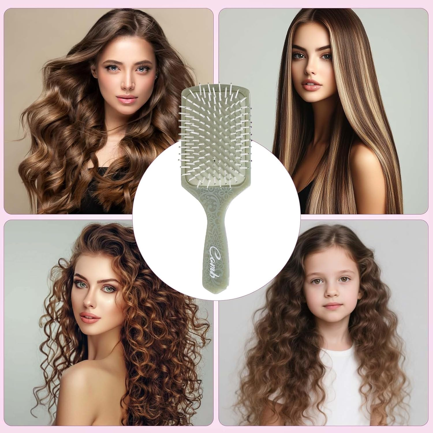 Rylae Air Cushion Comb, Massage Brush for Scalp, a Brush for Dry and Wet Hair, Curling Brush, Suitable for Curly, Straight, Thick, Thin, Damaged Hair (Green) image number 4