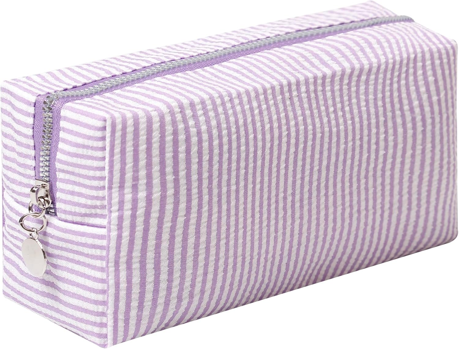 OZAOZ Makeup Bag Cosmetic Bag Travel Toiletry Bag Aesthetic Canvas Organizer Bag Zipper Pouch for Women, M-Purple, Cute - M-Light Blue image number 6