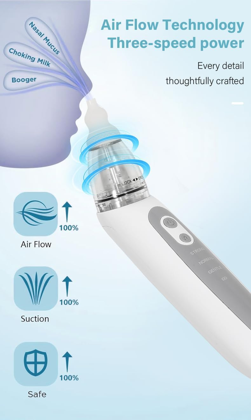 Koeay Nasal Aspirator for Baby with 6 Silicone Tips, Automatic Baby Nose Sucker Adjustable 3 Modes Suction Level Electric Nose Aspirator for Toddlers from 0 to 12 Years with Music Soothing Function image number 1