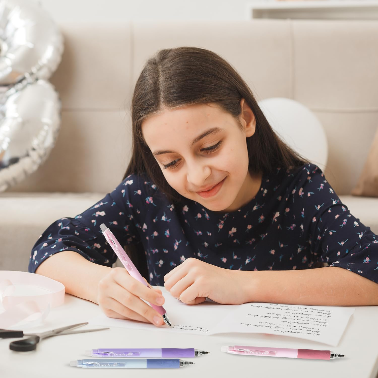 KAPASKI Retractable Erasable Gel Pens Clicker, 6Pcs 0.5Mm Black Ink Fine Point Smooth Writing Pens with Erasers, High-End Series Pens for School Office Home Supplies, Gifts for Girls Boys (Boys Style) image number 6