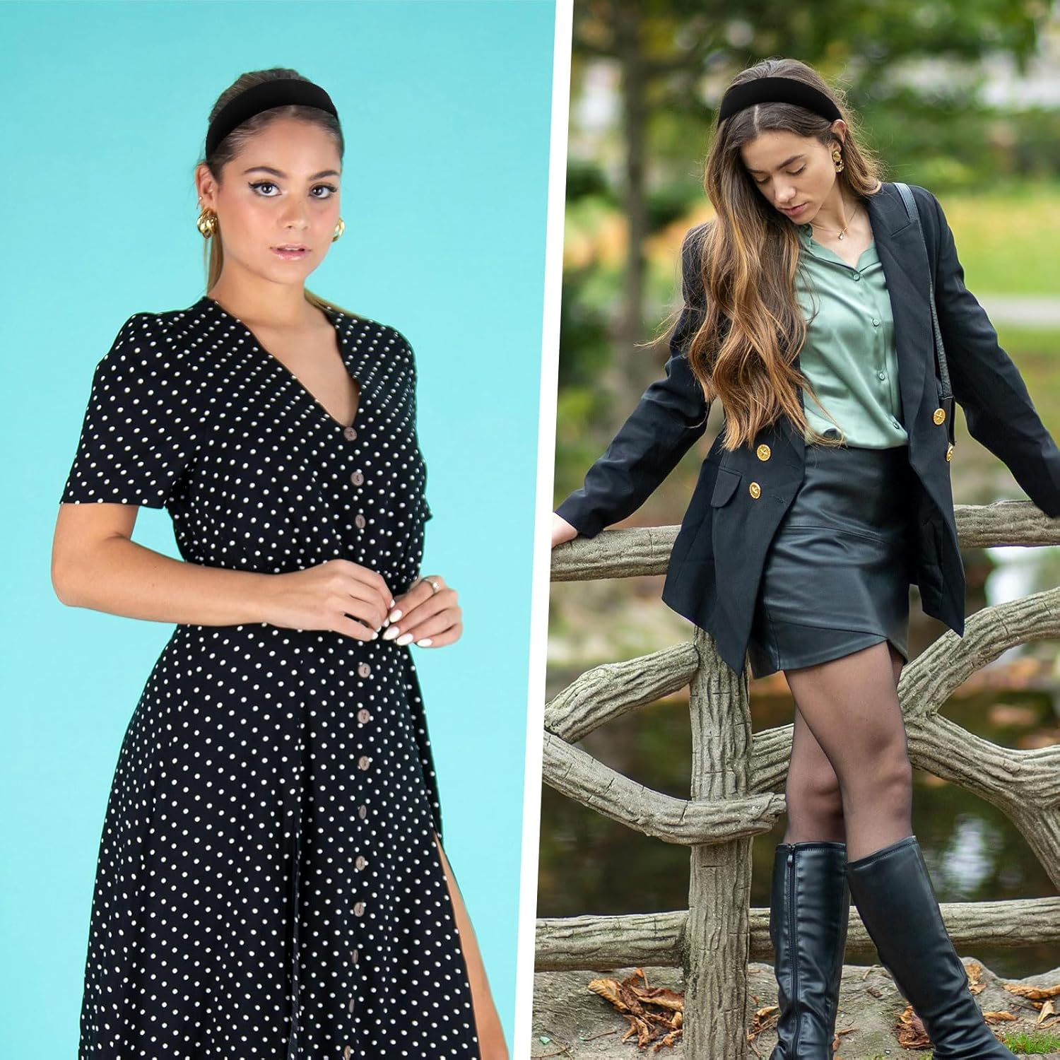 KIUEZIR Black Wide Headband Women'S - Extra Wide Vintage Headband with Non-Slip Velvet Lining, Soft & Comfortable Headband for Women & Adults, Office & Everyday Life, Hair Accessories Women'S Festival image number 3