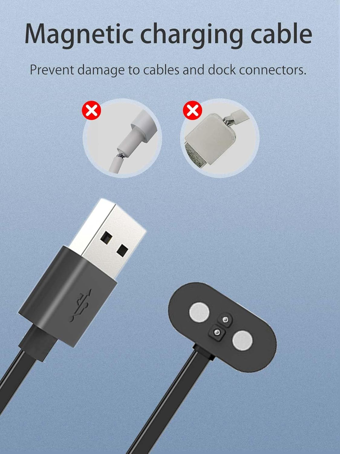 NOUKAJU Charger for Mojawa Run Air (Mojo 2) Bone Conduction Headphones, Magnetic USB Charging Cable 1.96Ft/60Cm,Charger Cable for Mojawa Run Air Mojo 2 Open Ear Headphones(Black) image number 4