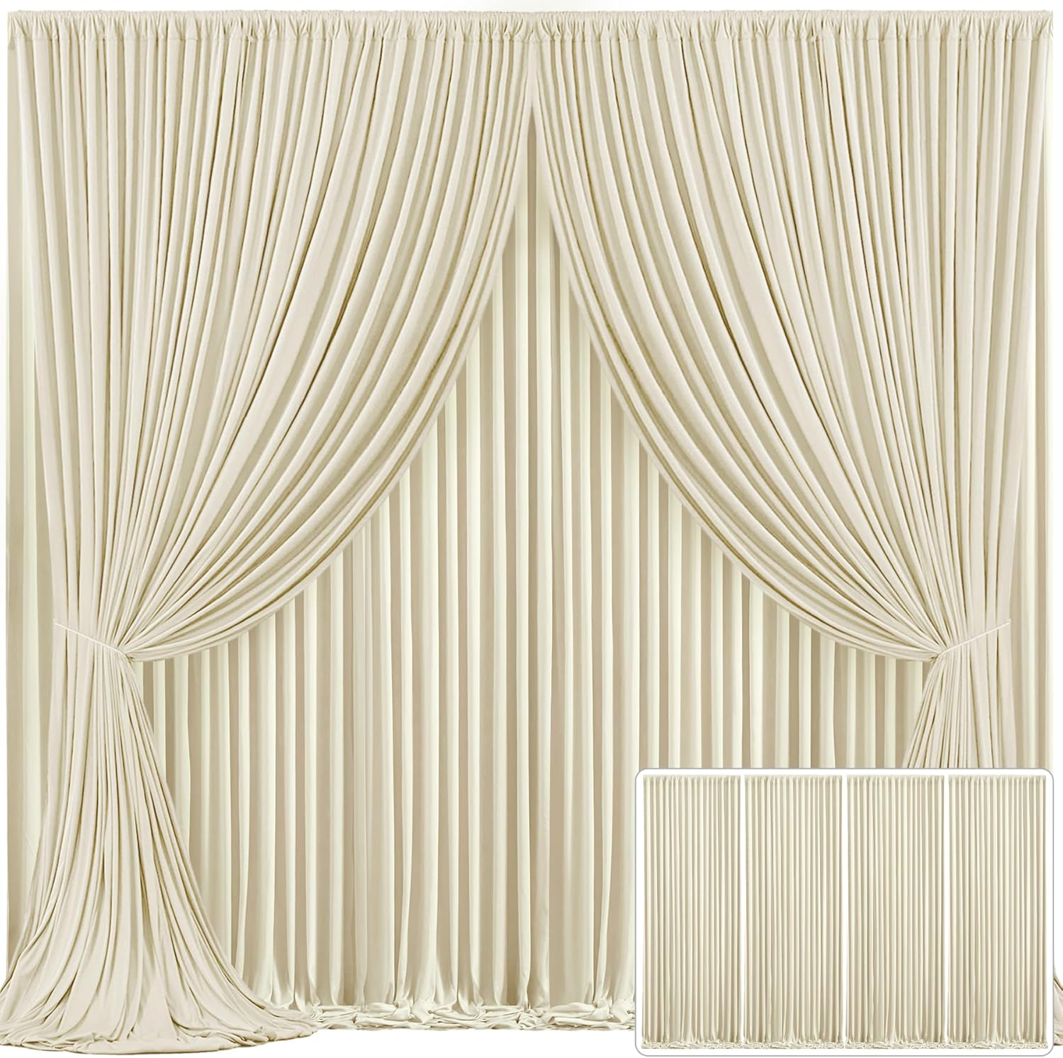 Ivory Backdrop Curtain for Wedding Parties Wrinkle Free Ivory Photo Curtains Backdrop Drapes Fabric Decoration for Baby Shower Photoshoot 5Ft X 7Ft,2 Panels