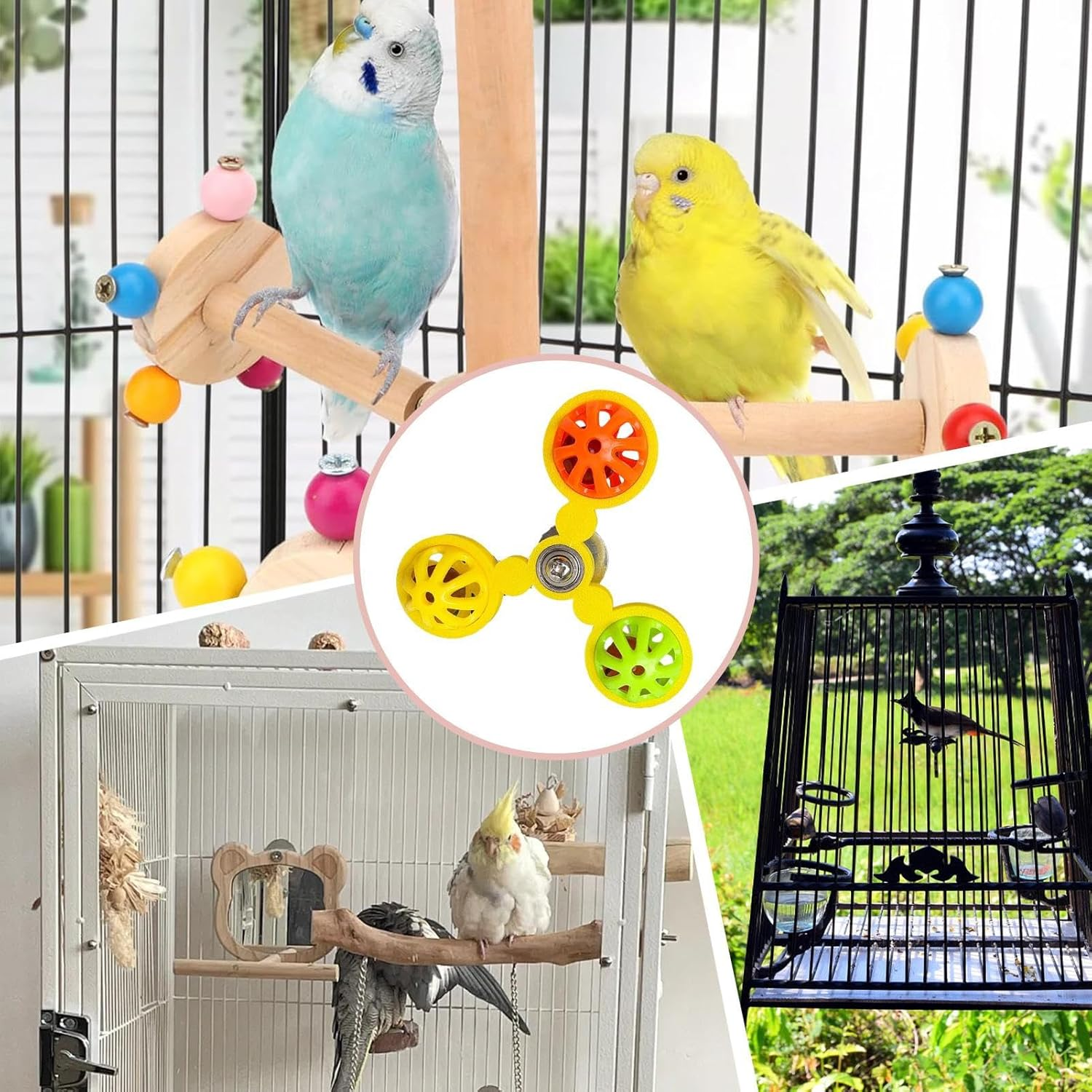 Bird Toys for Parrots, Parakeet Rotating Ball for Bird Cage, Interactive Toys Cockatiel Stimulation for Exercise Boredom Relieving Play Stimulation Macaw Cockatoo Pet Owners image number 3