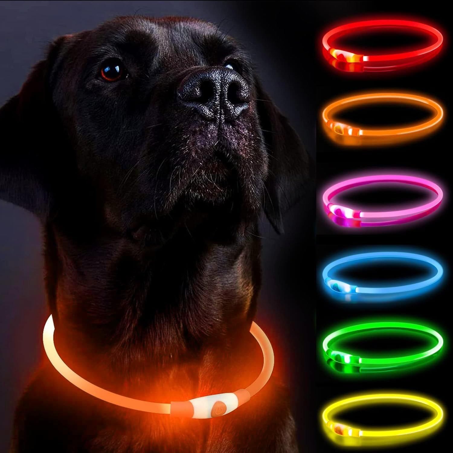 LED Dog Collar, Light up Dog Collars,Rechargeable Dog Lights for Night Walkinguniversal, Reusable Safety Necklace for Small Medium Large Dogs (Green)